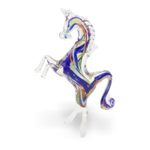 Murano Horse Figurine, Dancing Stallion Hand Made Glass Decor, Italian Murano Glass, Exquisite Collector's Piece Authentic Vintage Art Glass Sculpture