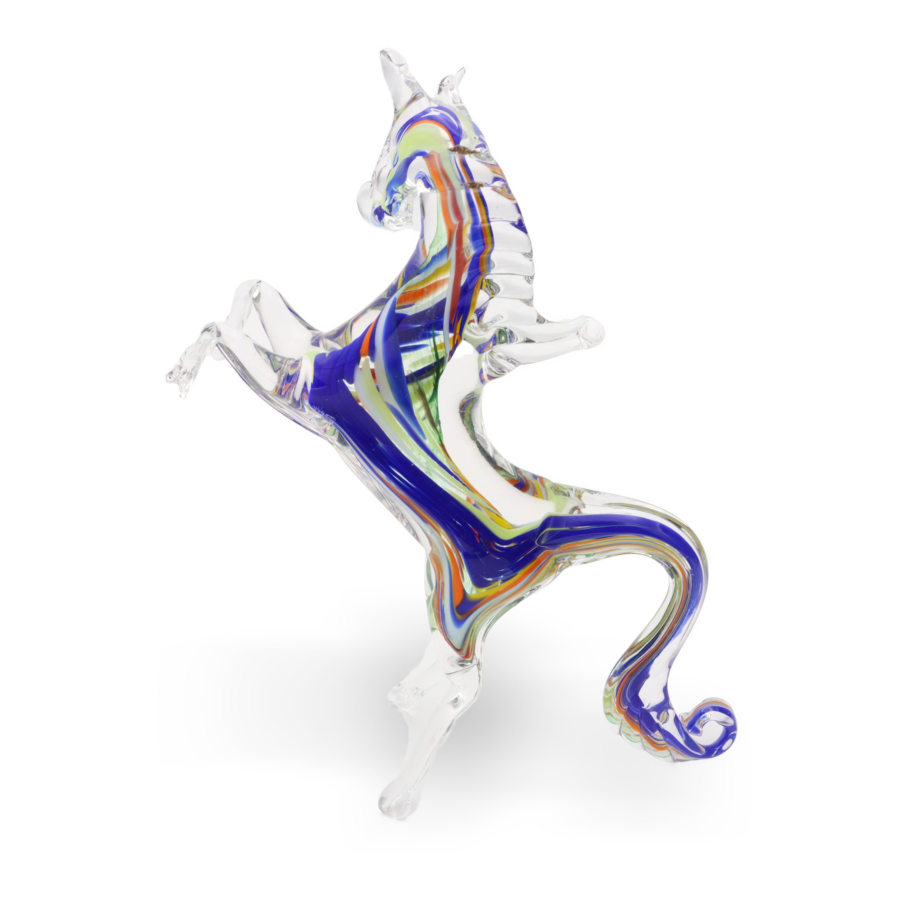 Murano Horse Figurine, Dancing Stallion Hand Made Glass Decor, Italian Murano Glass, Exquisite Collector's Piece Authentic Vintage Art Glass Sculpture