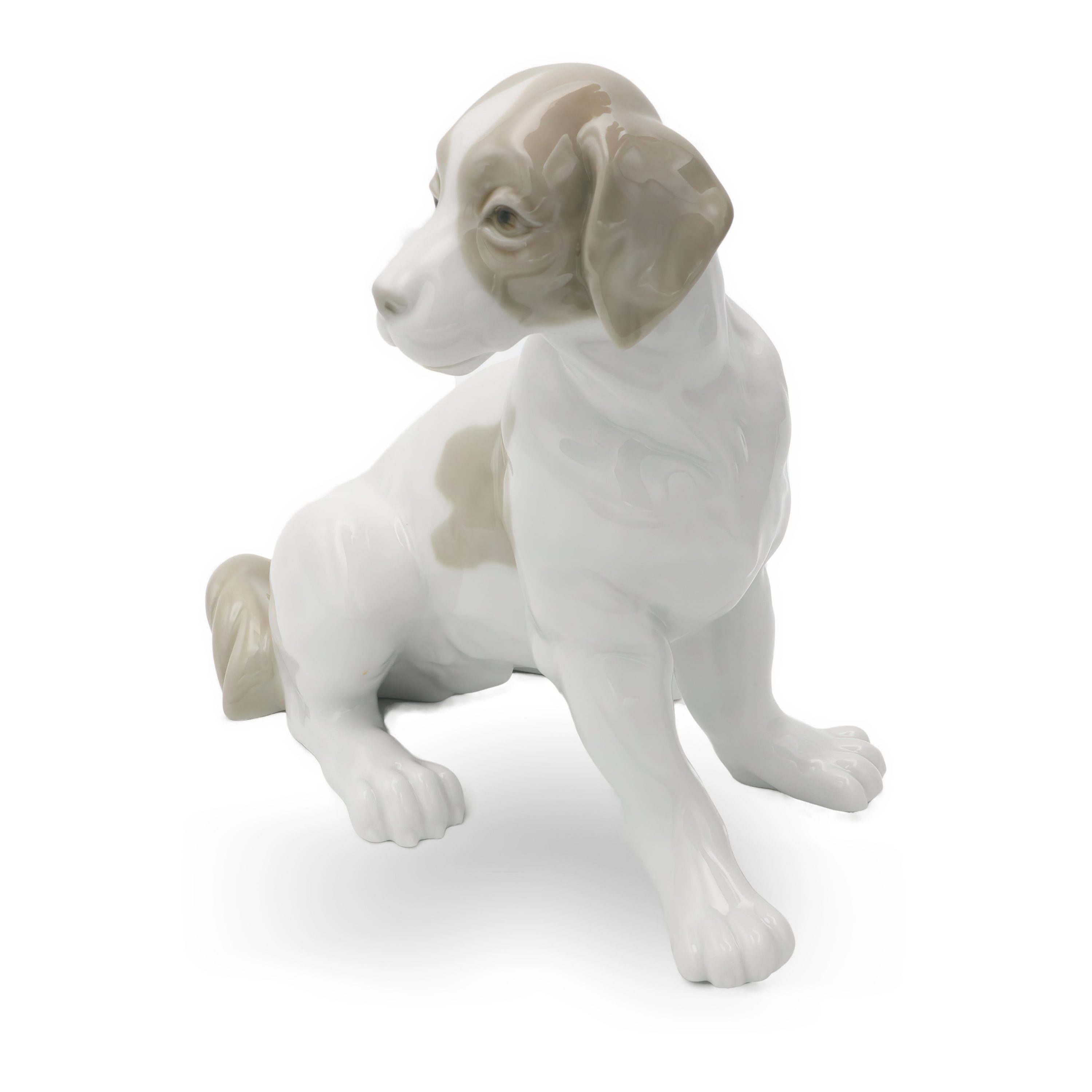 Porcelain Dog Figurine, Cute Labrador Sitting, Lladro NAO Hand Painted Collectible Decor