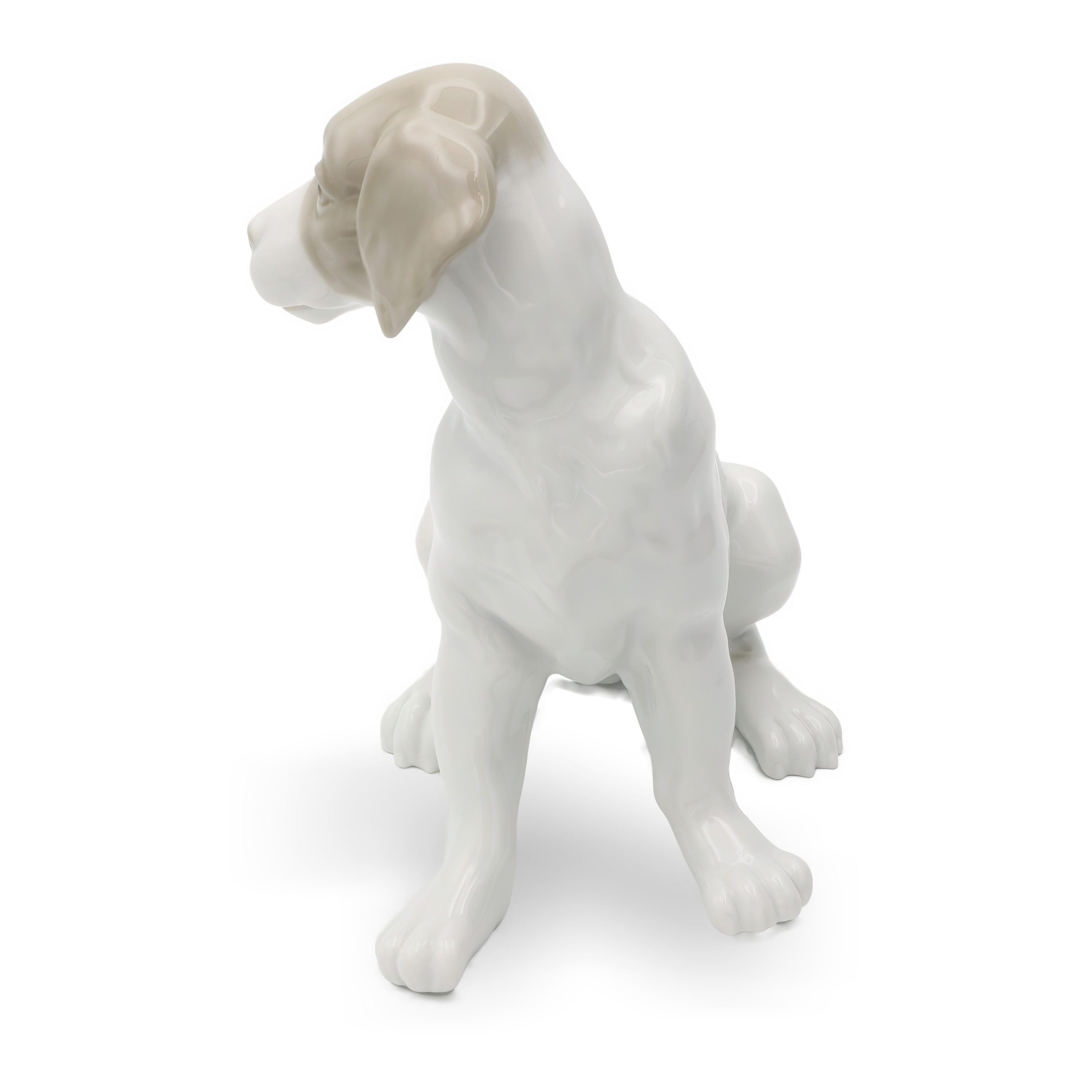 Porcelain Dog Figurine, Cute Labrador Sitting, Lladro NAO Hand Painted Collectible Decor