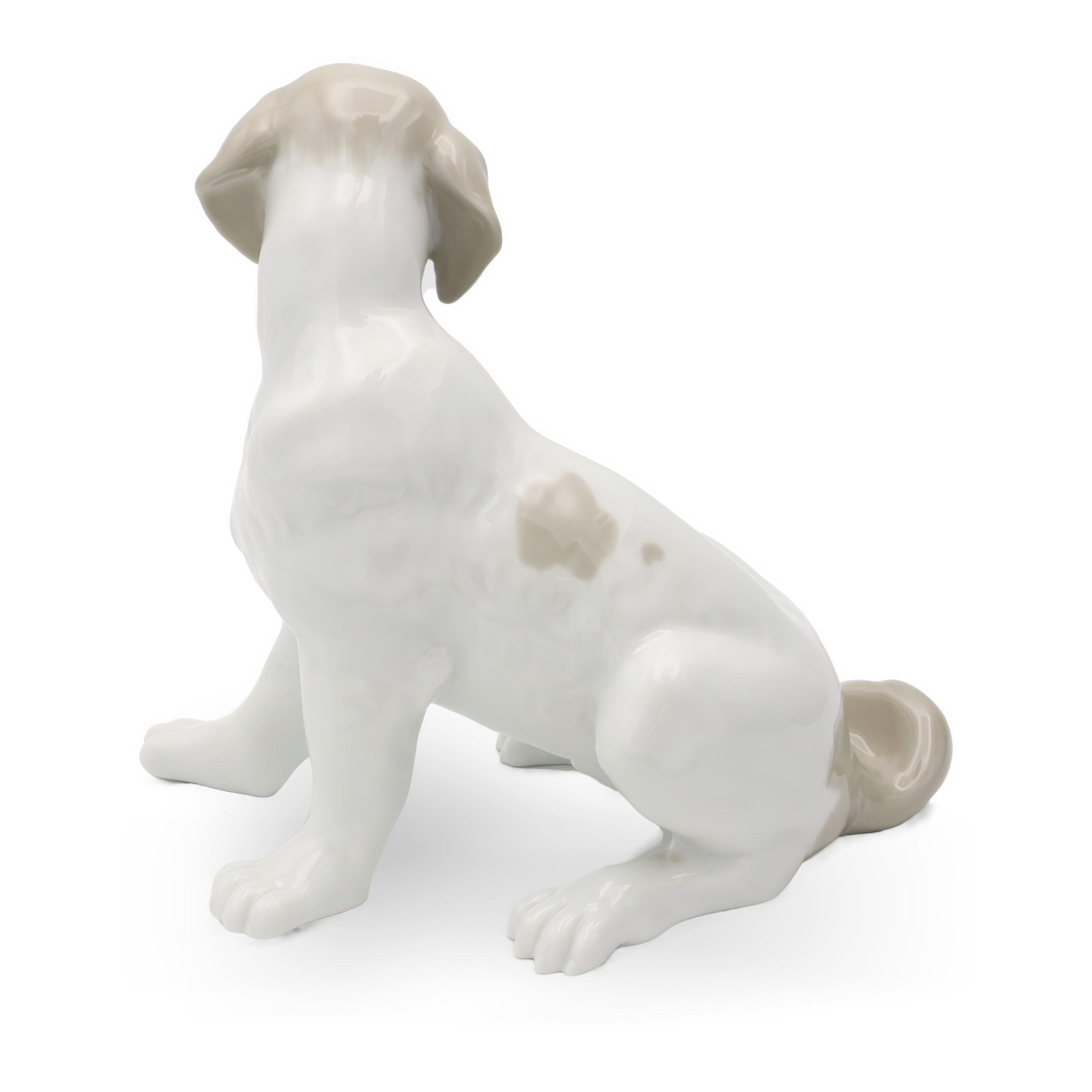 Porcelain Dog Figurine, Cute Labrador Sitting, Lladro NAO Hand Painted Collectible Decor