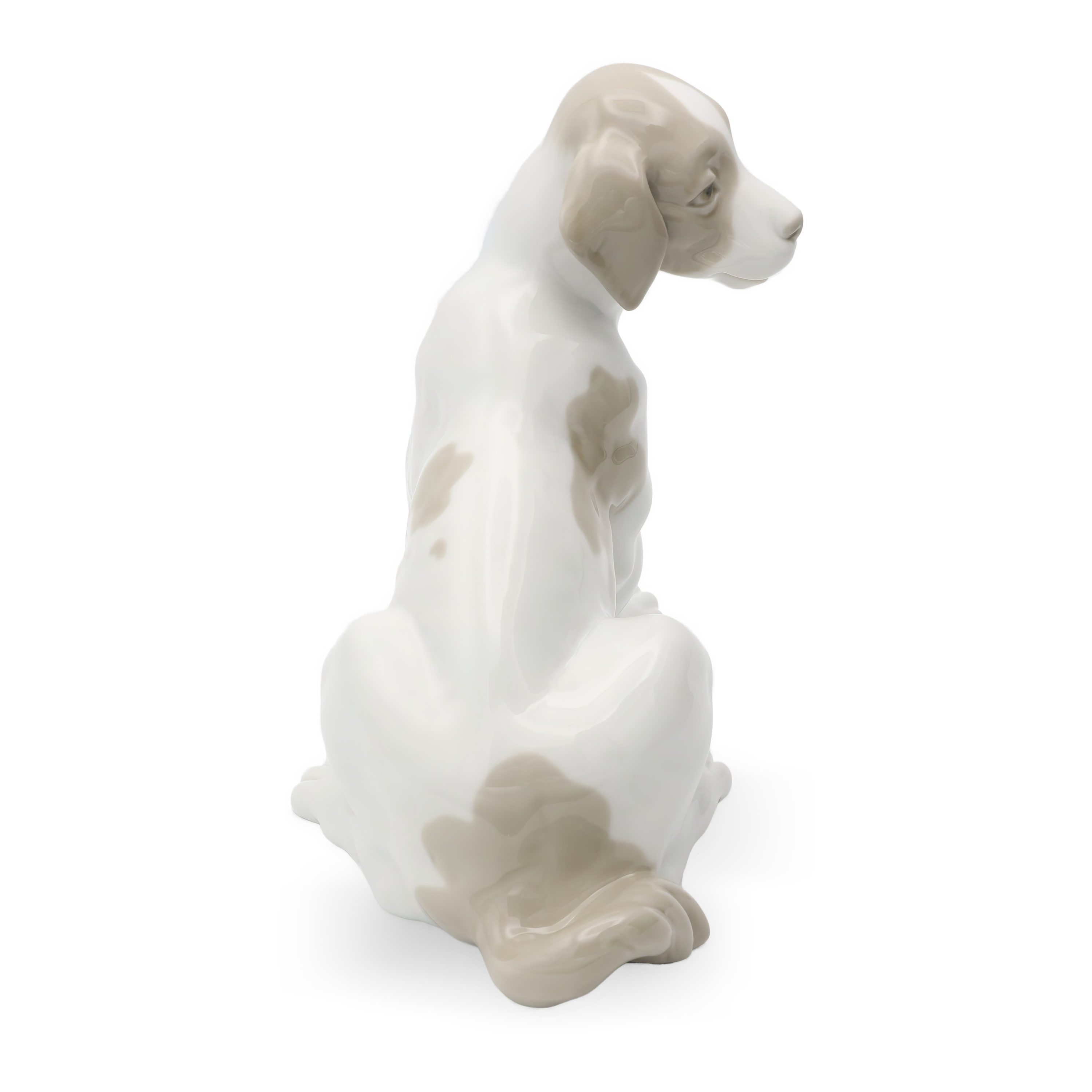 Porcelain Dog Figurine, Cute Labrador Sitting, Lladro NAO Hand Painted Collectible Decor