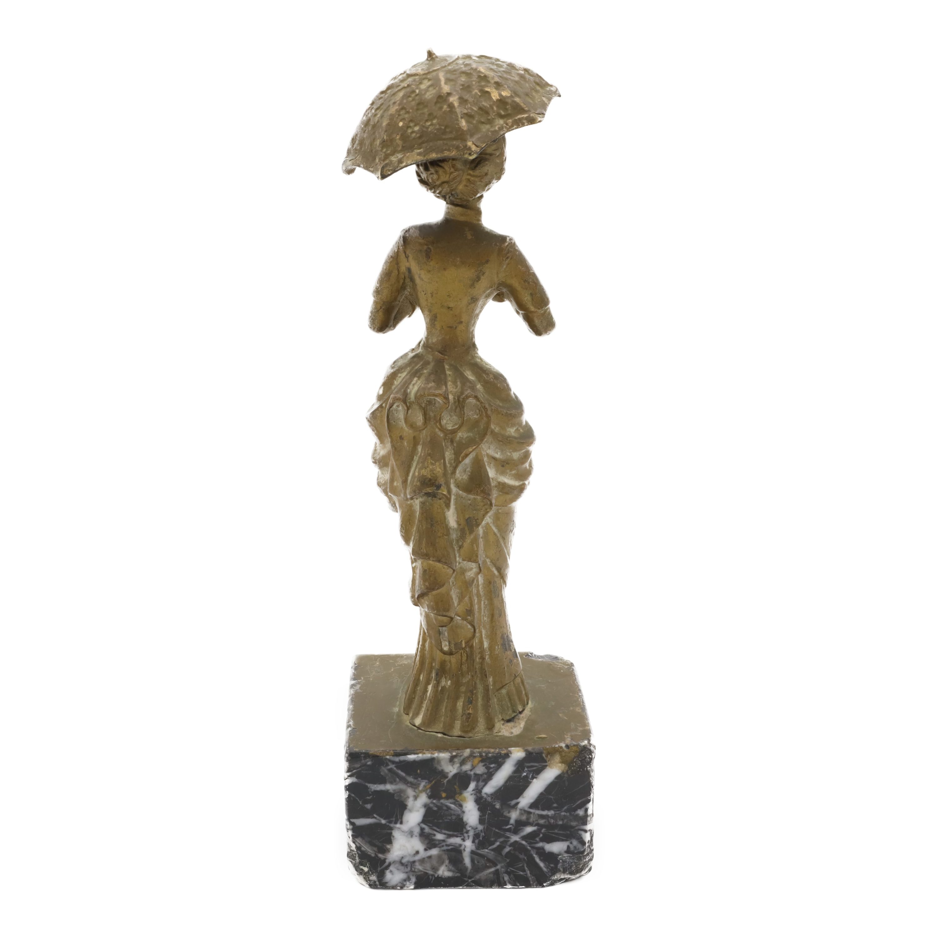 Antique Bronze Figurine Lady With Umbrella Statue - Vintage Bronze Sculpture - Art Deco Home Decor - Collectible Bronze Art - Unique Gift For Art Lovers - Antique Woman Statue - Elegant Bronze Ornament - Figurine For Shelf Display