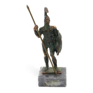 Spartan Warrior Bronze Statue - Vintage Decor - Greek Mythology Art - Ancient Warrior Sculpture - Bronze Home Accent - Historical Figurine - Unique Gift For History Lovers - Rustic Office Desk Decor