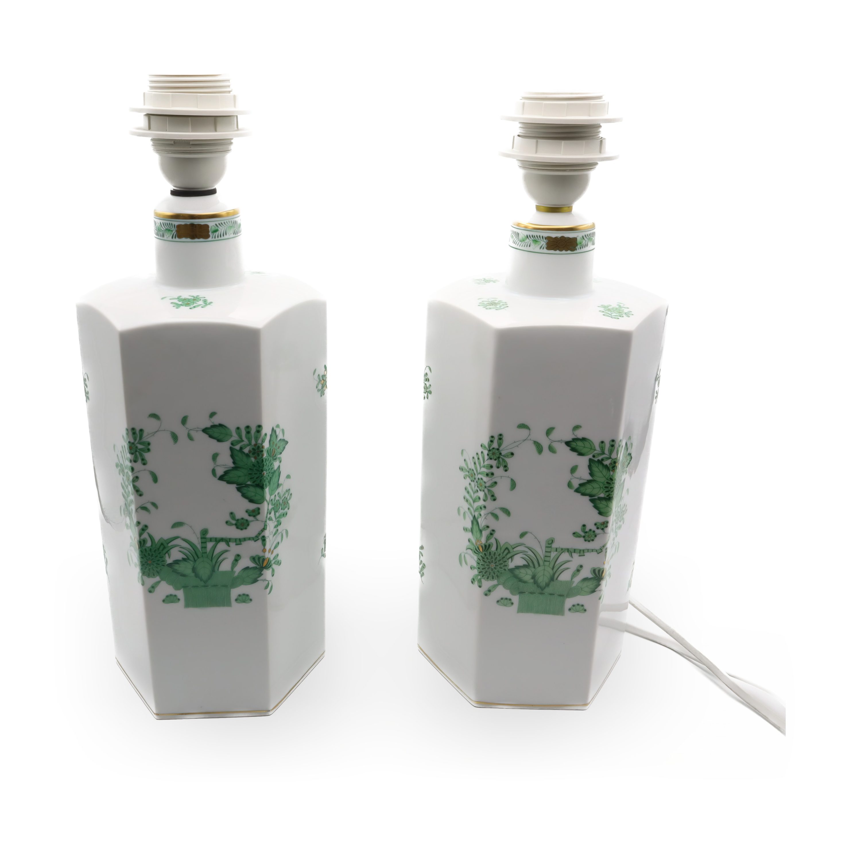 Herendi Lamps - Pair Of Vintage Porcelain Table Lamp - Hand-painted Herend Lamp - Antique Ceramic Lighting - Hungarian Herend Decor