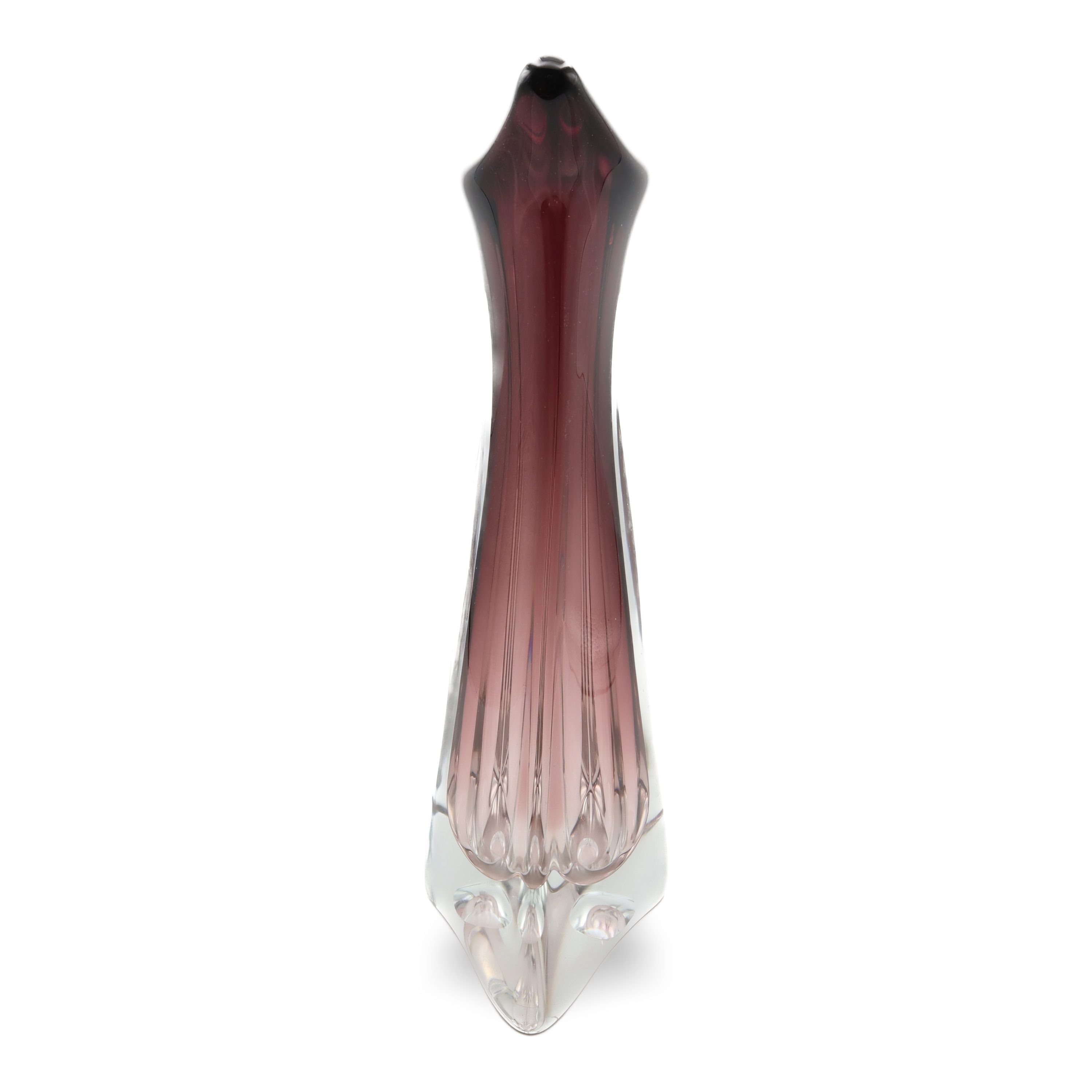 Large Murano Vase – Pink Blown Crystal Glass Vessel - Handcrafted Italian Art Glass - Vintage Home Décor - Mid-Century Modern Style - Collectible Murano Glass - Statement Glassware