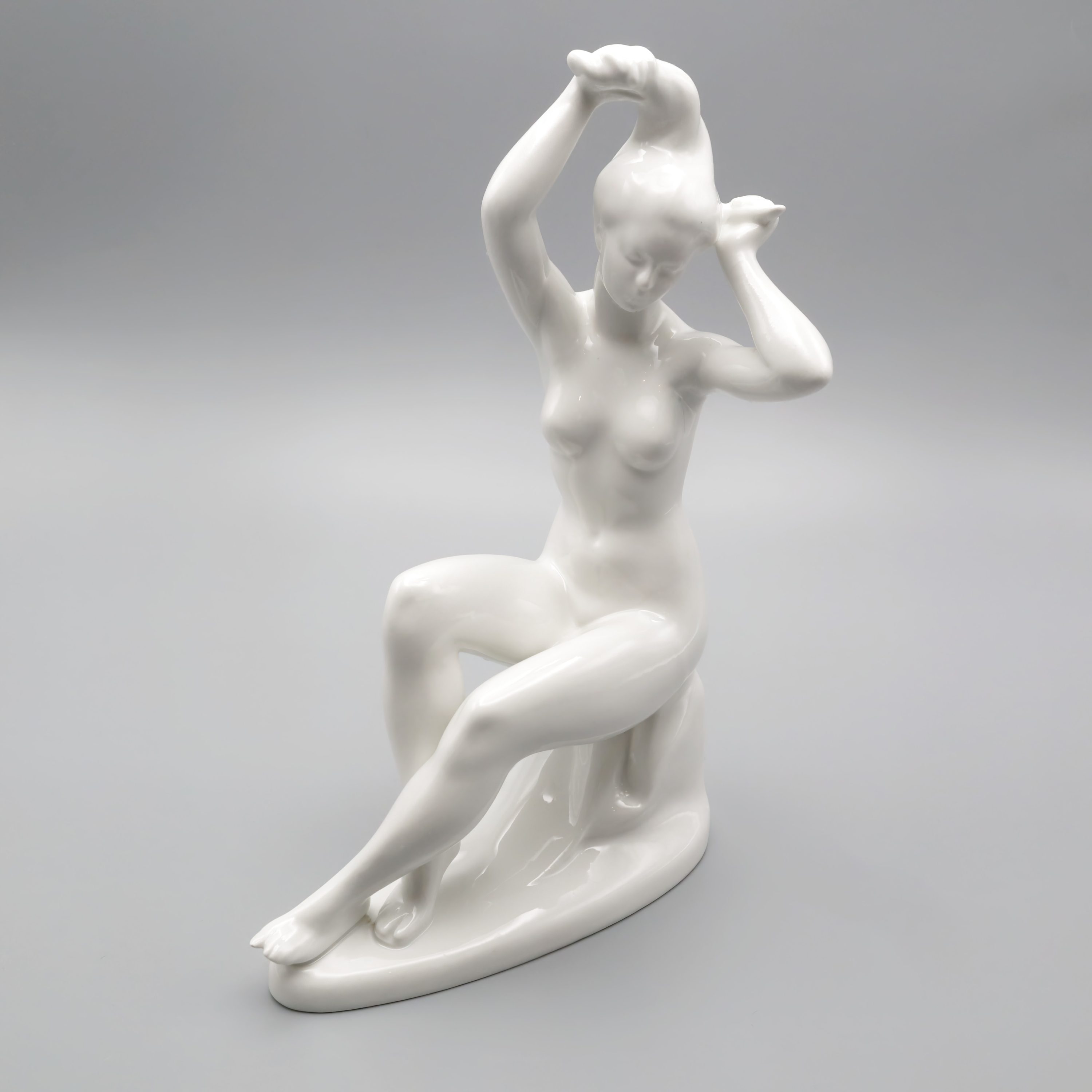 Mid-Century Modern Nude Figurine – Helen Of Troy – Woman In Poised Beauty Rare Unpainted Version