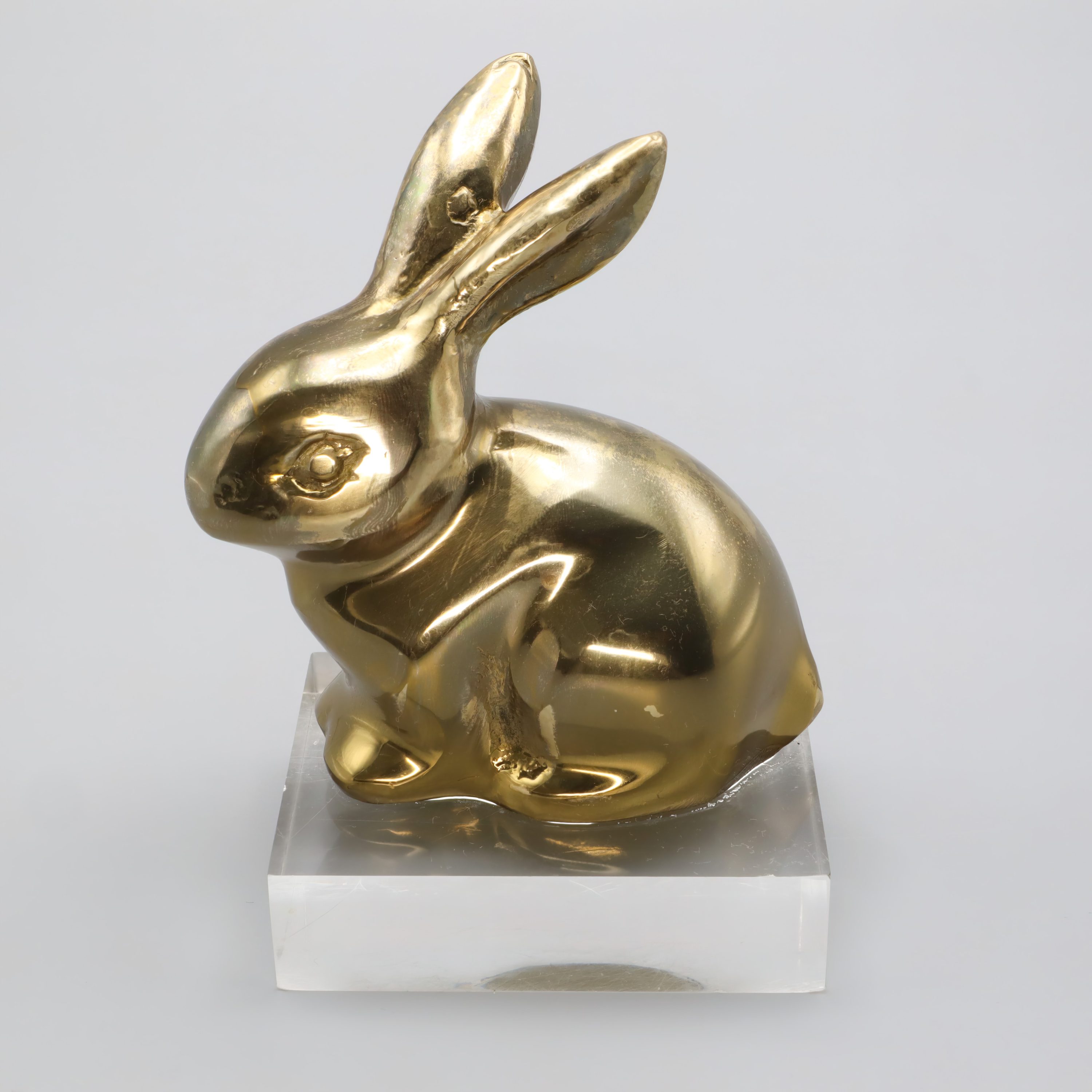 Polished Brass Rabbit Figurine - Vintage Bunny Decor - Brass Animal Statue - Easter Bunny Ornament - Mid Century Modern Brass Rabbit