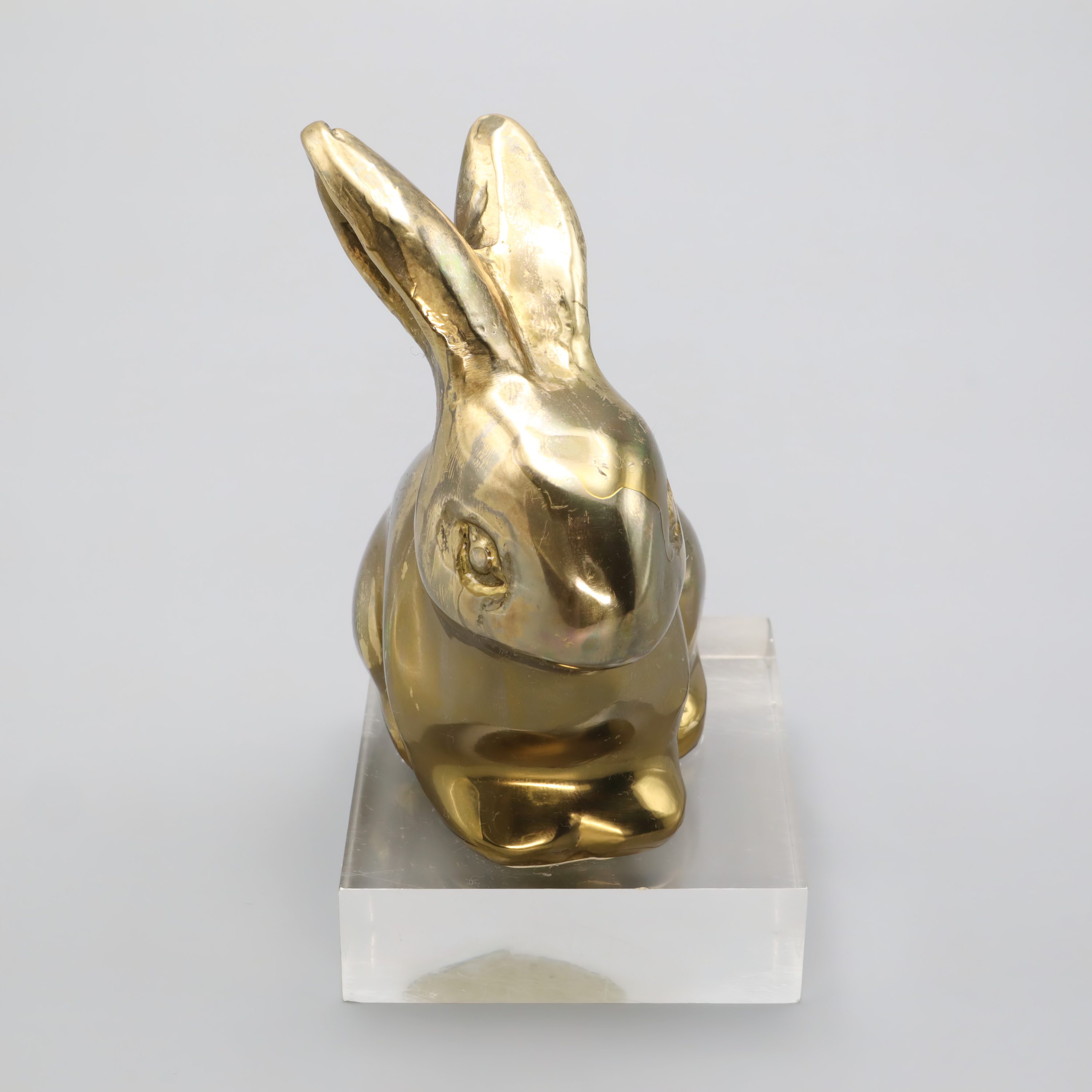 Polished Brass Rabbit Figurine - Vintage Bunny Decor - Brass Animal Statue - Easter Bunny Ornament - Mid Century Modern Brass Rabbit