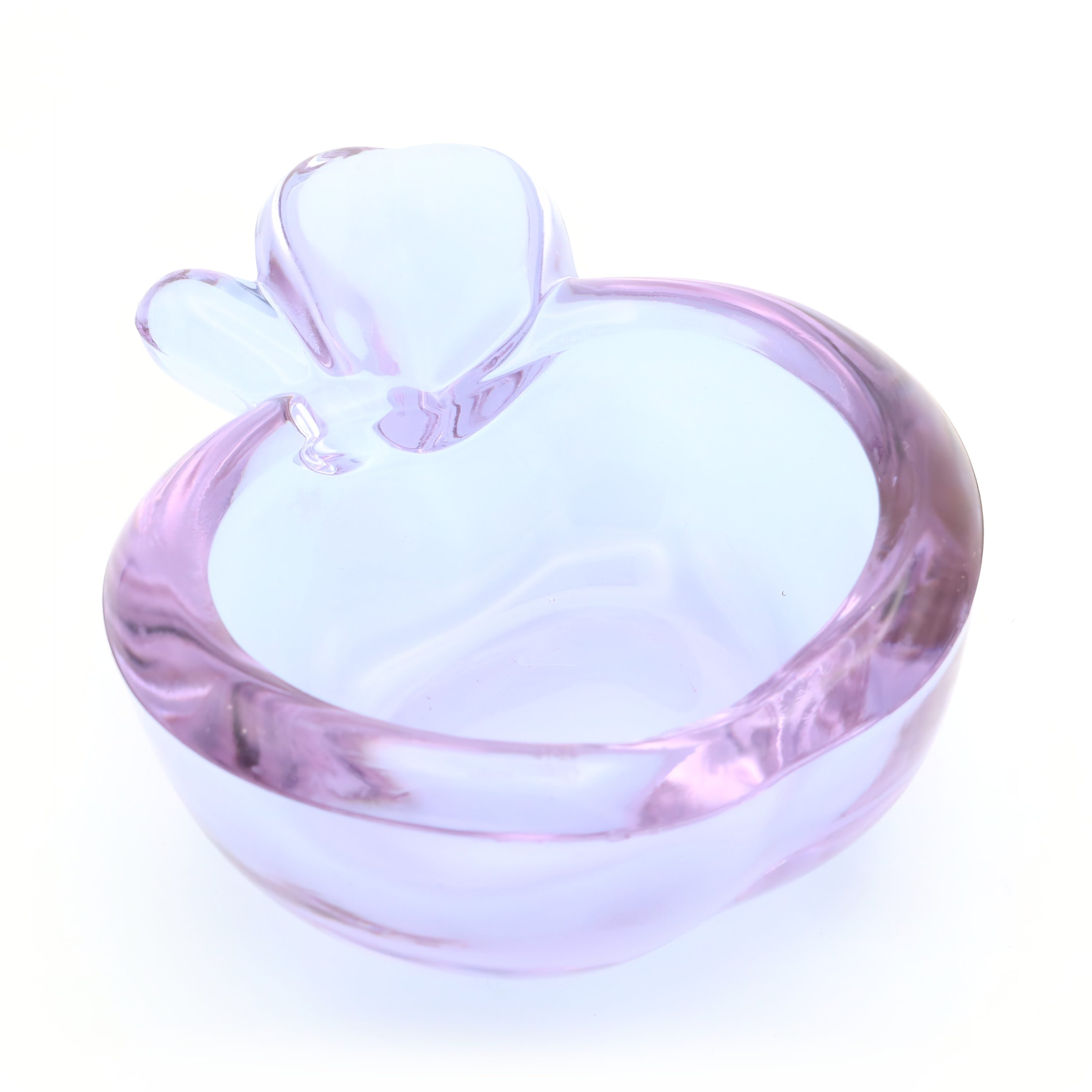Murano Glass Ash Tray Apple – Blown Crystal Trinket Tray - Vintage Home Décor - Handmade Italian Art Glass - Mid Century Modern Glass Bowl - Collectible Glassware