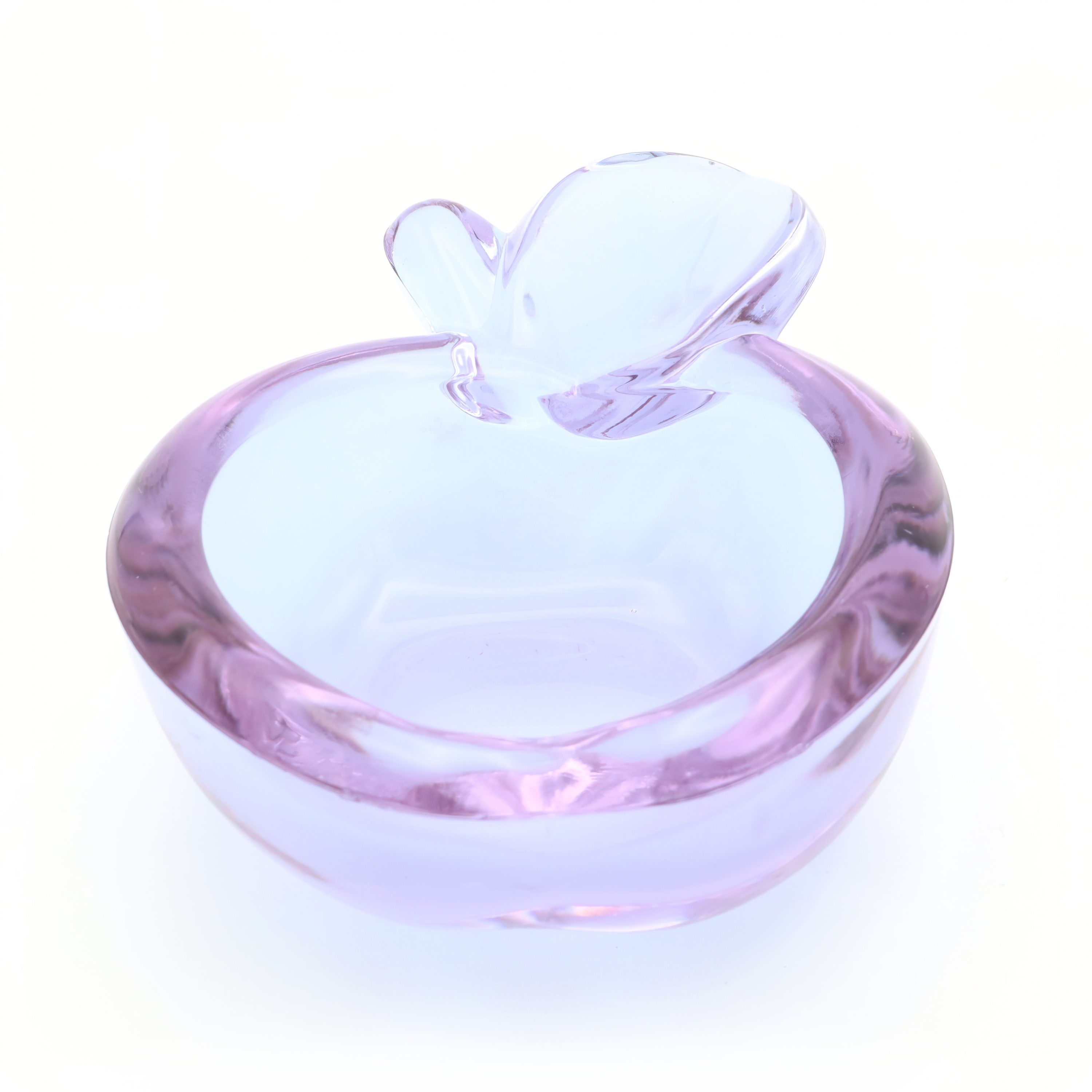 Murano Glass Ash Tray Apple – Blown Crystal Trinket Tray - Vintage Home Décor - Handmade Italian Art Glass - Mid Century Modern Glass Bowl - Collectible Glassware