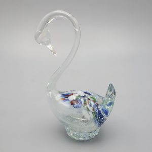 Murano Glass Blown Crystal Swan – Large Bird Figurine - Venetian Art Glass Decor - Vintage Glass Figurine - Handcrafted Italian Collectible - Mid Century Modern Accent - Unique Home Decor