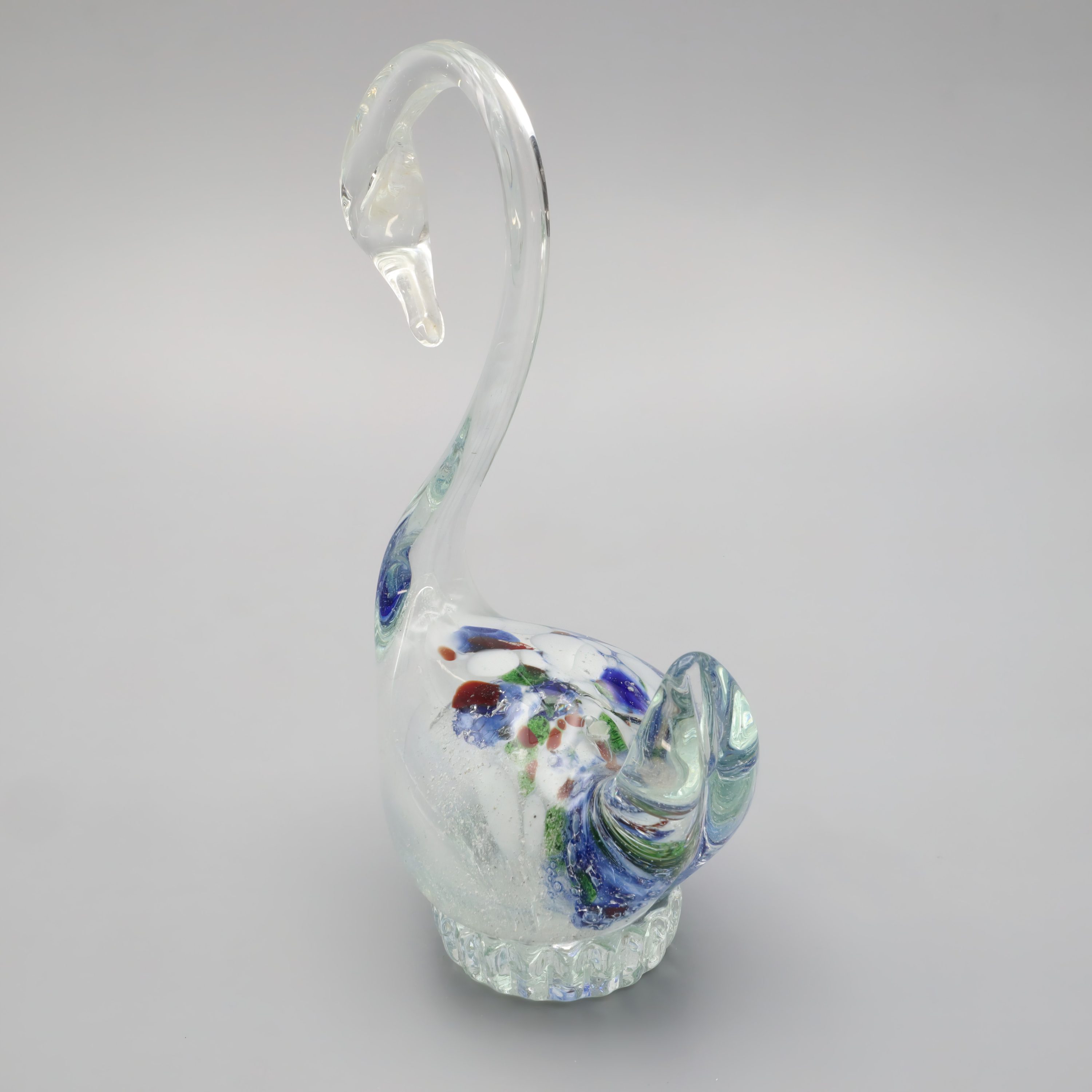 Murano Glass Blown Crystal Swan - Large Bird Figurine - Venetian Art Glass Decor - Vintage Glass Figurine - Handcrafted Italian Collectible