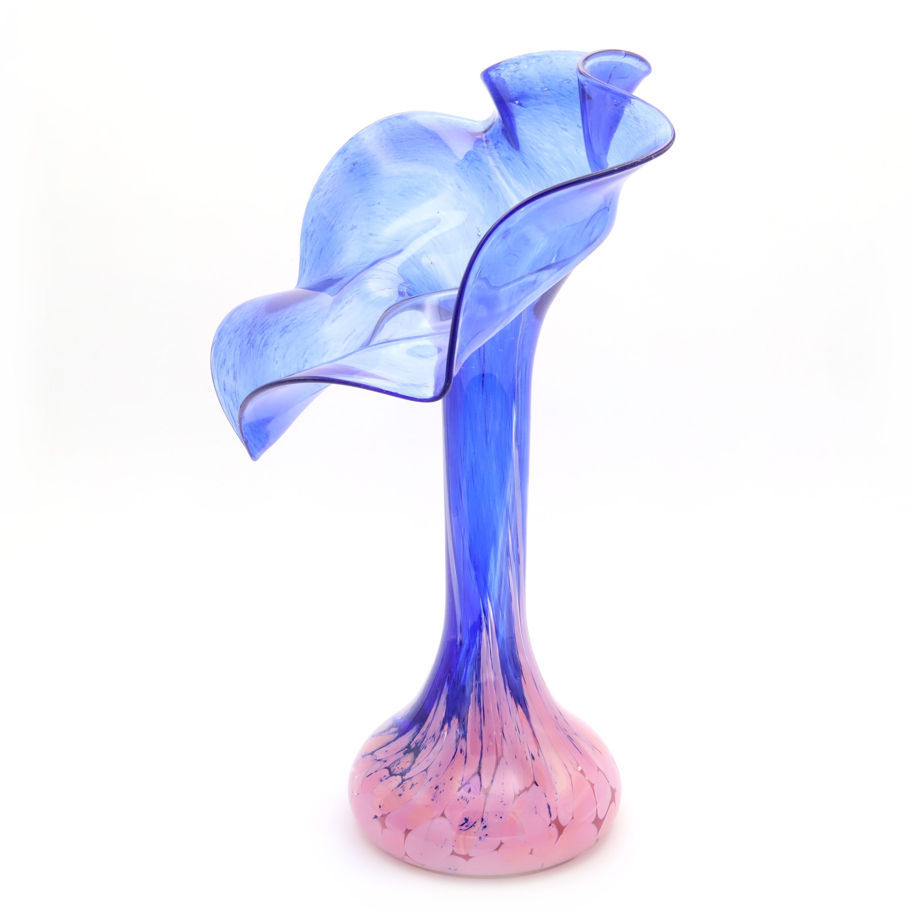 Murano Pink Blue Flower Vase - Hand Blown - Italian Art Glass - Vintage Home Decor - Collectible Glassware - Elegant Centerpiece