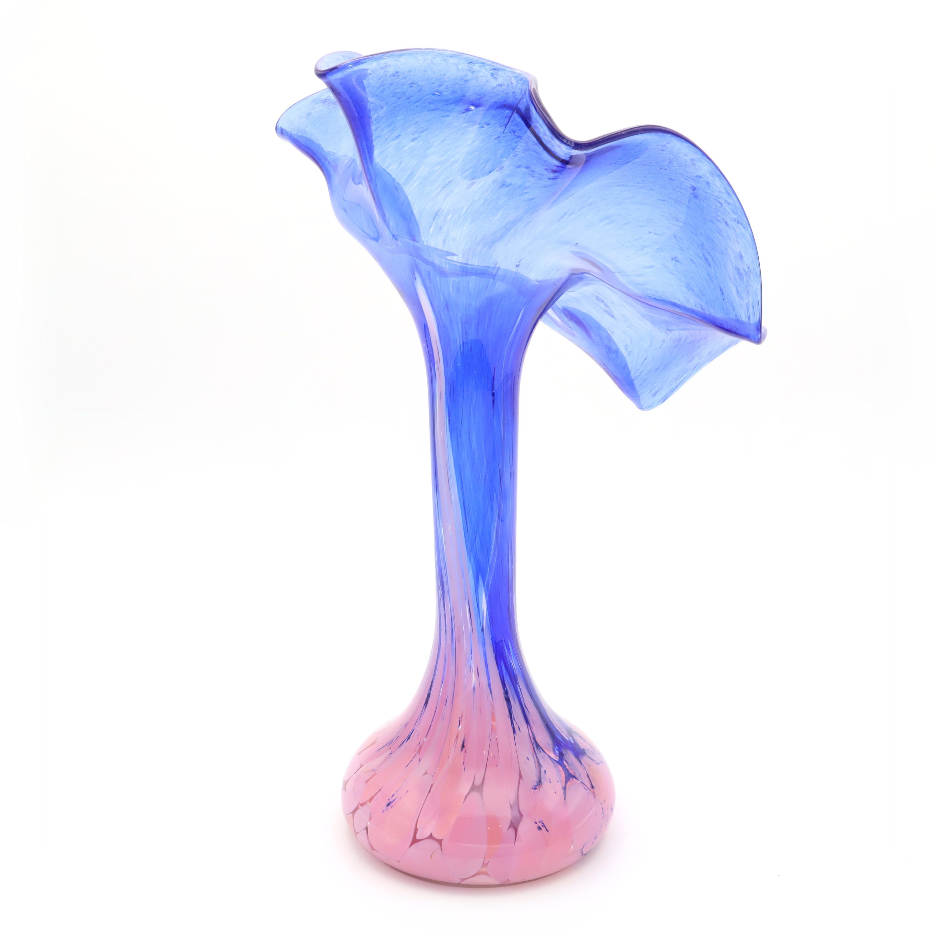 Murano Pink Blue Flower Vase - Hand Blown - Italian Art Glass - Vintage Home Decor - Collectible Glassware - Elegant Centerpiece