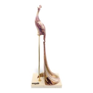 Peacock Figurine Gold Plated Porcelain Bird Statue - Very Rare Retired Galos Statue - Vintage Home Decor - Collectible Bird Figurine