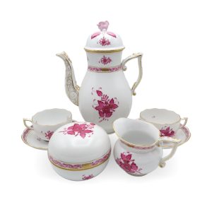 Herend Apponyi Tete-a-tete Coffee Set - Hand Painted Chinese Bouquet Pattern - Large Coffee Pot