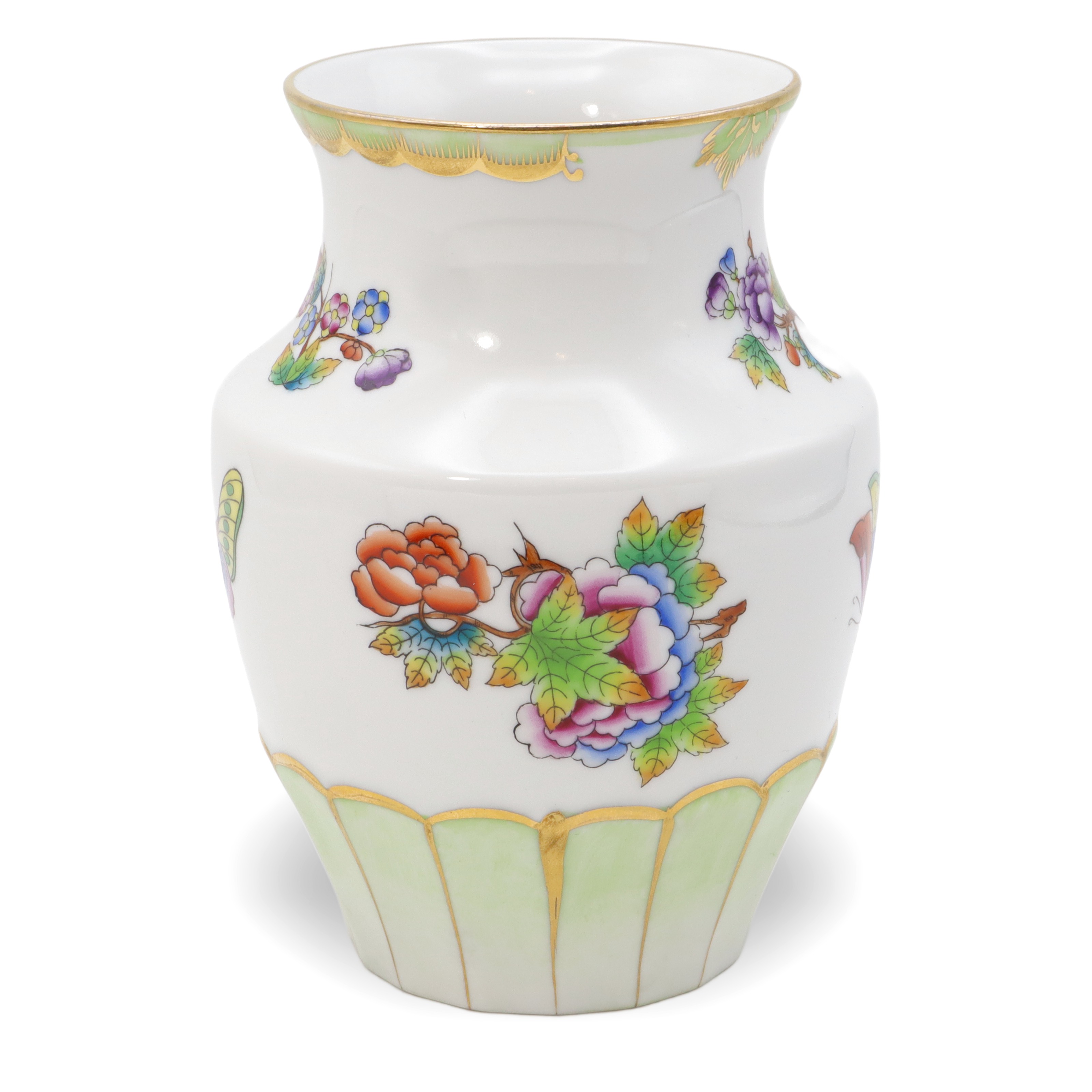 Herend Queen Victoria Small Vase Golden Skirt - Butterfly Motif - Vintage Hand Painted Vase Thumbnail for Herend Queen Victoria Small Vase Golden Skirt - Butterfly Motif - Vintage Hand Painted Vase
