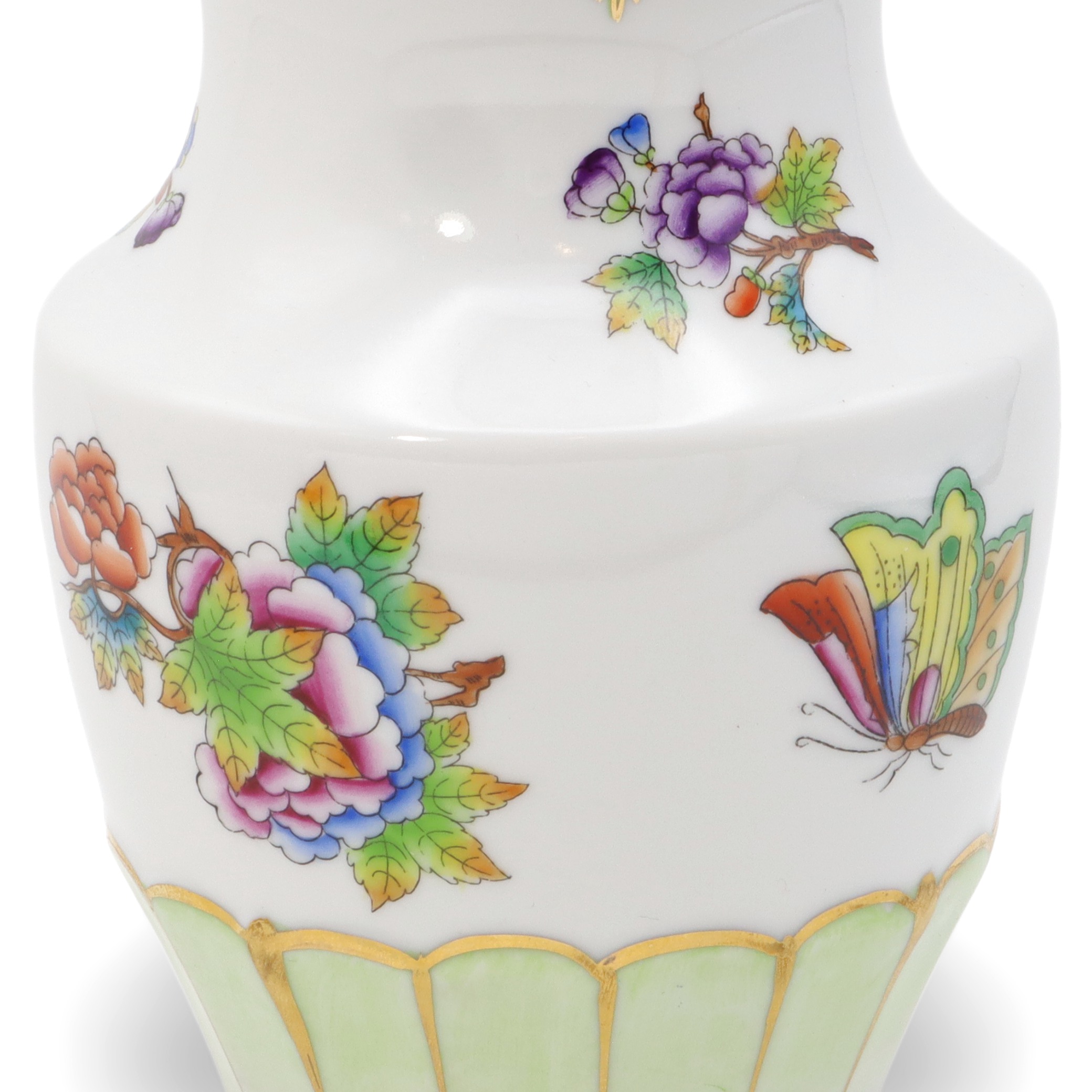 Herend Queen Victoria Small Vase Golden Skirt - Butterfly Motif - Vintage Hand Painted Vase Thumbnail for Herend Queen Victoria Small Vase Golden Skirt - Butterfly Motif - Vintage Hand Painted Vase