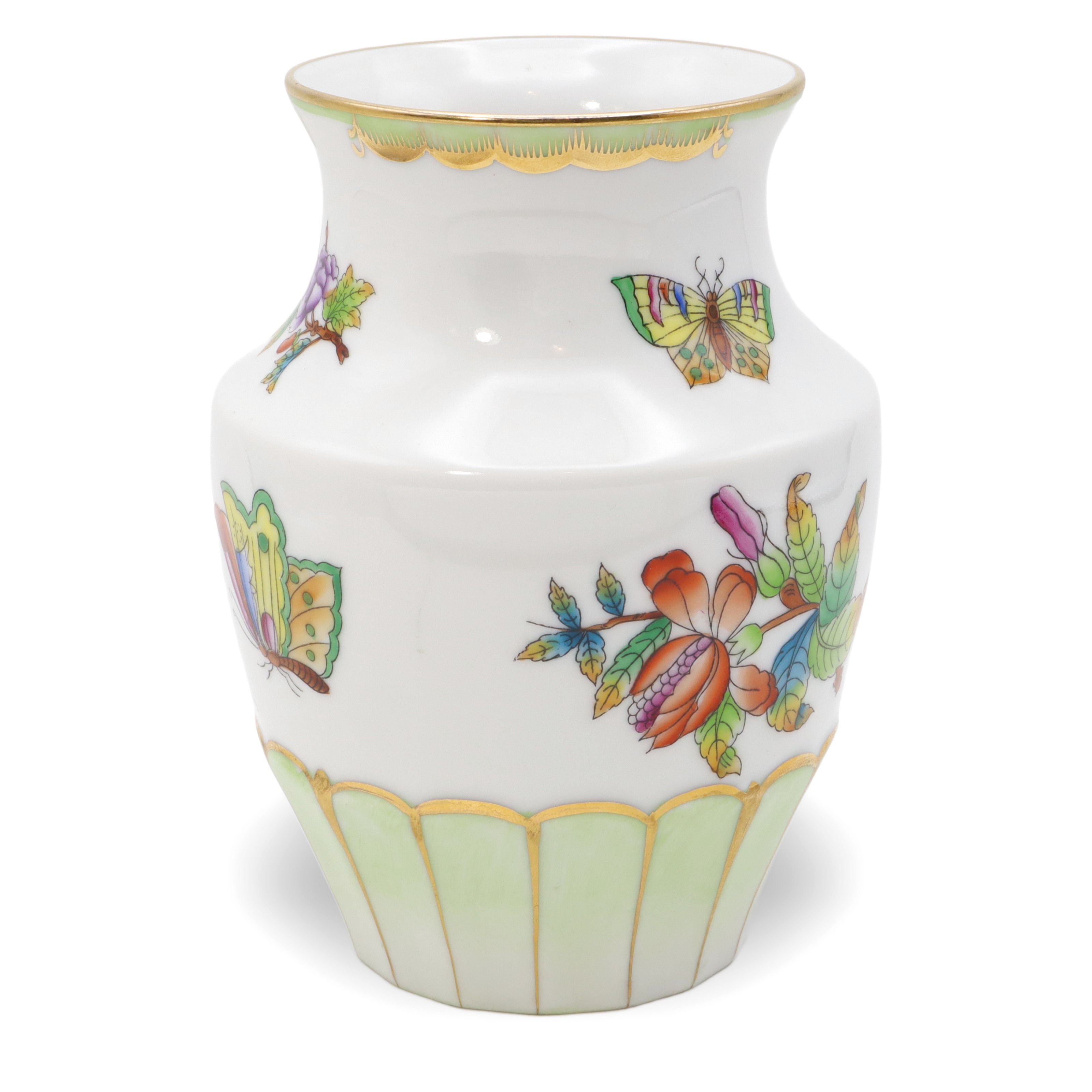 Herend Queen Victoria Small Vase Golden Skirt - Butterfly Motif - Vintage Hand Painted Vase Thumbnail for Herend Queen Victoria Small Vase Golden Skirt - Butterfly Motif - Vintage Hand Painted Vase