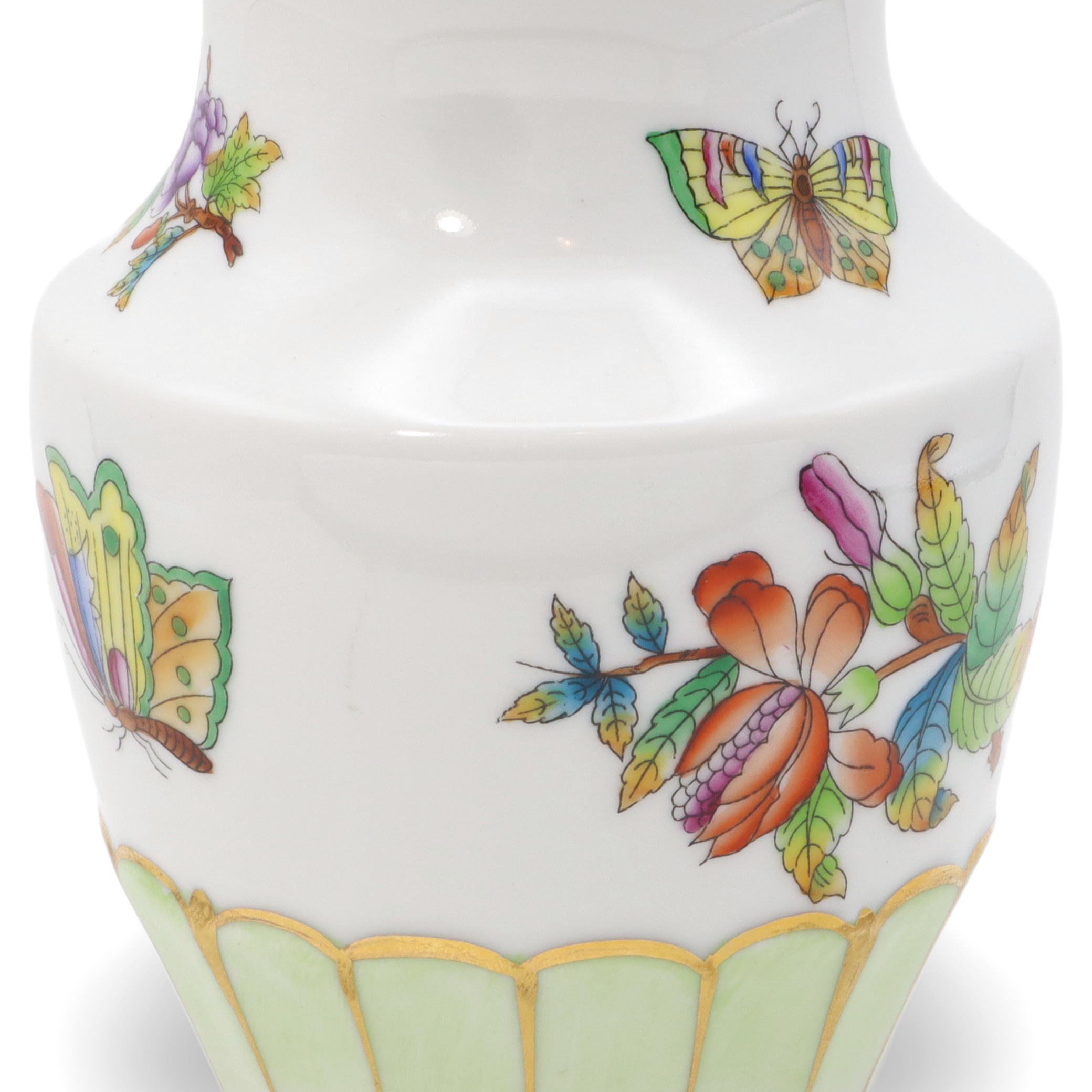Herend Queen Victoria Small Vase Golden Skirt - Butterfly Motif - Vintage Hand Painted Vase Thumbnail for Herend Queen Victoria Small Vase Golden Skirt - Butterfly Motif - Vintage Hand Painted Vase
