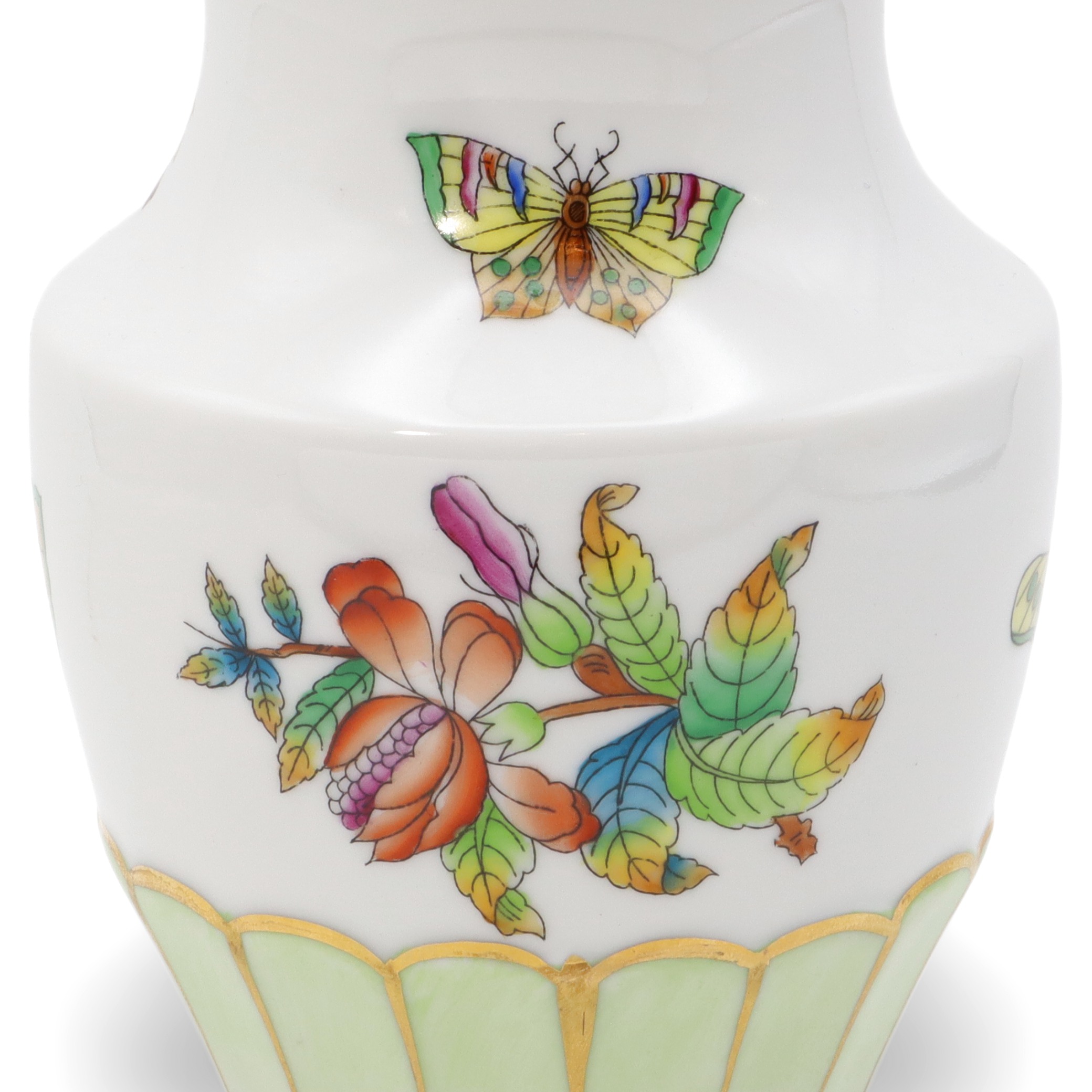 Herend Queen Victoria Small Vase Golden Skirt - Butterfly Motif - Vintage Hand Painted Vase Thumbnail for Herend Queen Victoria Small Vase Golden Skirt - Butterfly Motif - Vintage Hand Painted Vase