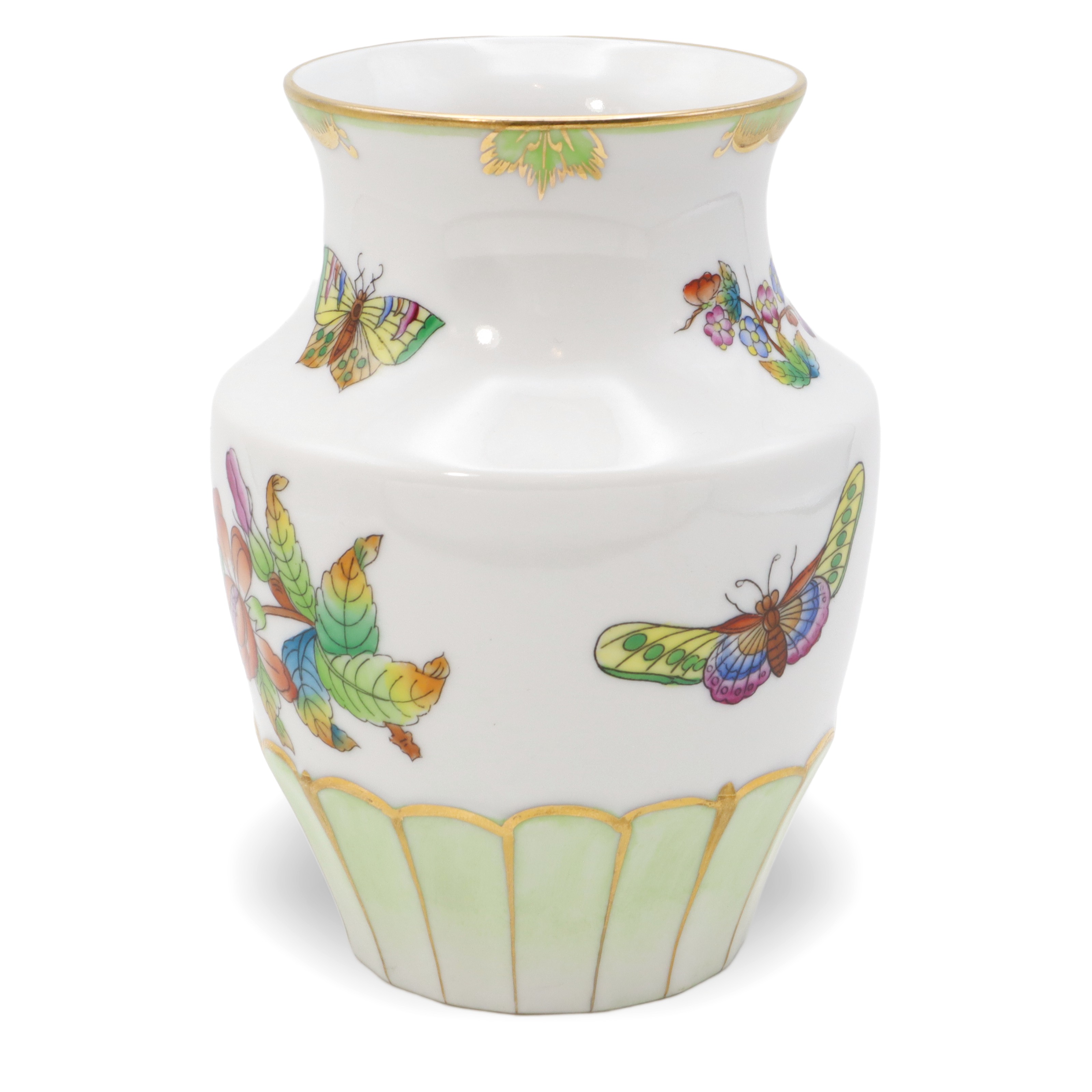 Herend Queen Victoria Small Vase Golden Skirt - Butterfly Motif - Vintage Hand Painted Vase Thumbnail for Herend Queen Victoria Small Vase Golden Skirt - Butterfly Motif - Vintage Hand Painted Vase
