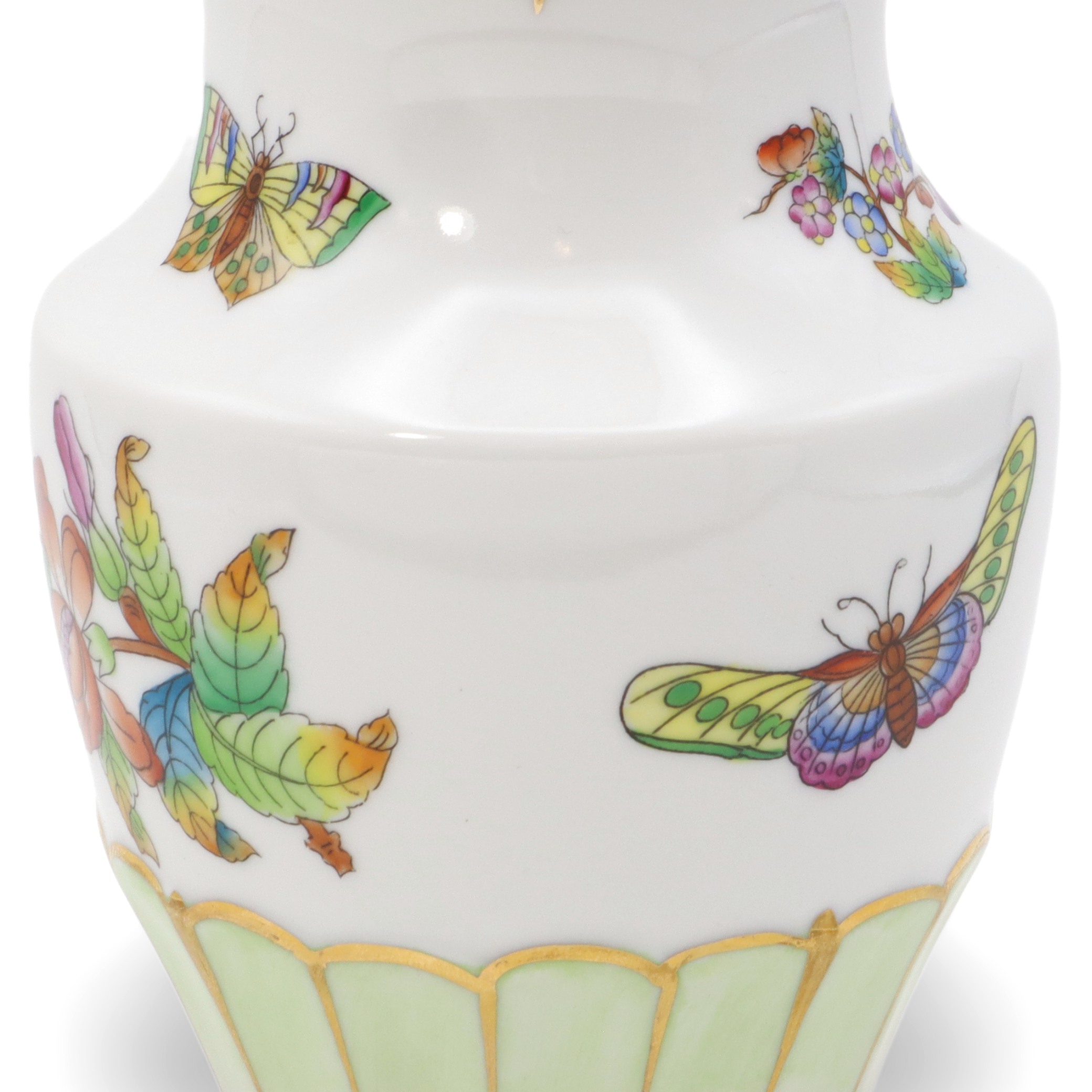 Herend Queen Victoria Small Vase Golden Skirt - Butterfly Motif - Vintage Hand Painted Vase Thumbnail for Herend Queen Victoria Small Vase Golden Skirt - Butterfly Motif - Vintage Hand Painted Vase