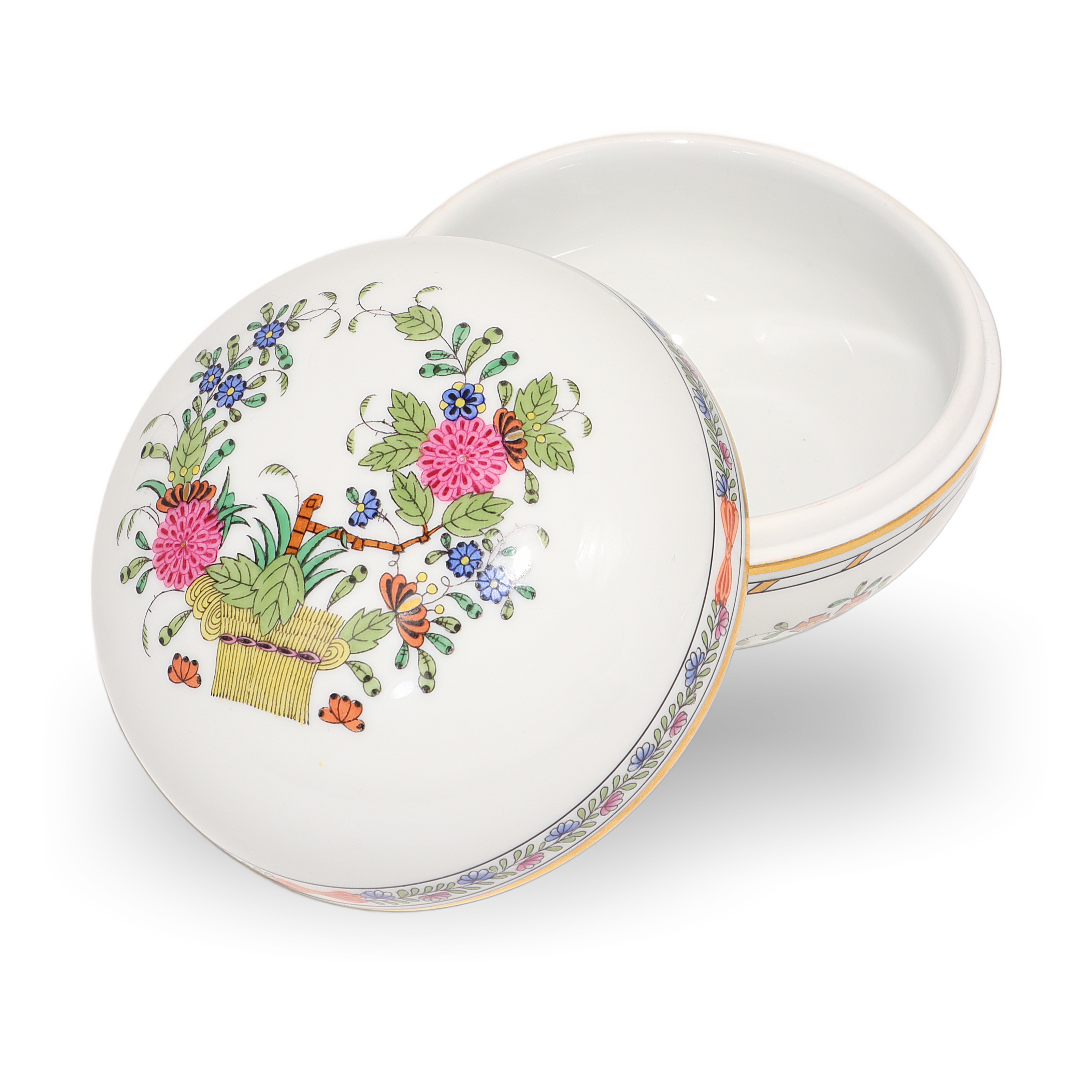 Herend Multi Color Indian Basket Trinket Box Hand Painted Porcelain Keepsake Hungarian Collectible Thumbnail for Herend Multi Color Indian Basket Trinket Box Hand Painted Porcelain Keepsake Hungarian Collectible