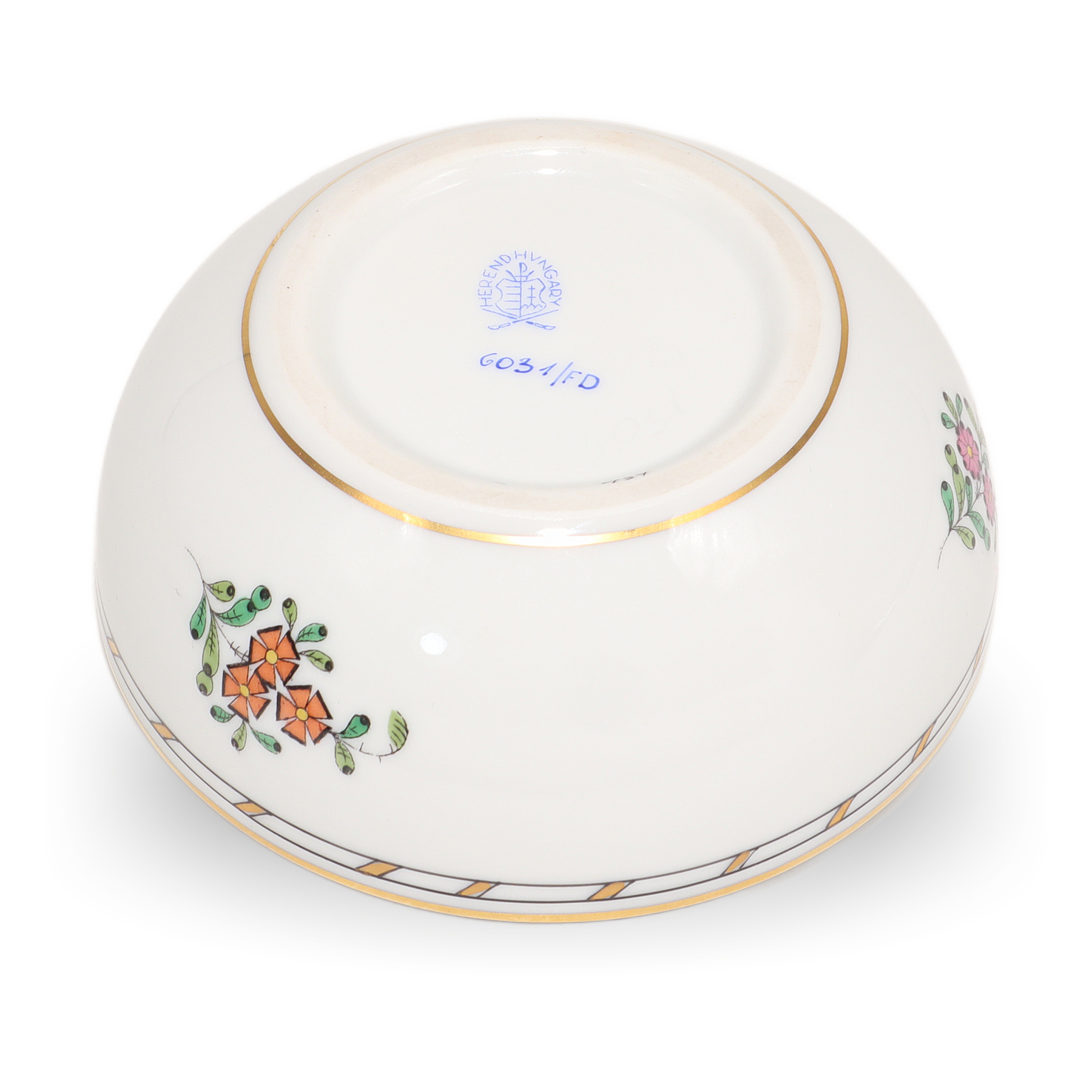 Herend Multi Color Indian Basket Trinket Box Base Detailed View Hand Painted Porcelain Collectible Thumbnail for Herend Multi Color Indian Basket Trinket Box Hand Painted Porcelain Keepsake Hungarian Collectible