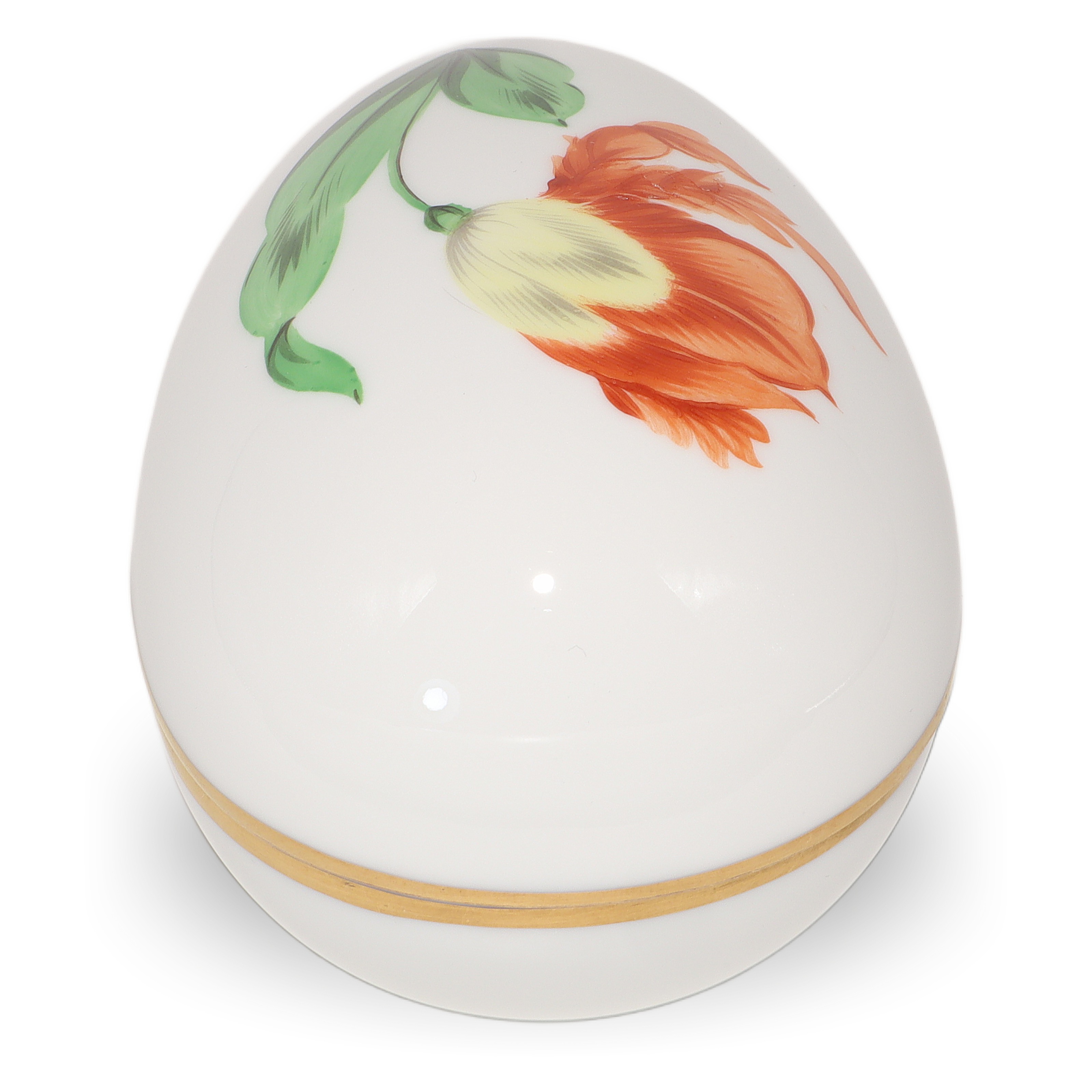 Herend Trinket Box Hand Painted Red Poppy Kitty Floral Pattern Gold Rim Detailed View Thumbnail for Herend Trinket Box - Red Poppy Kitty Floral Pattern - Hand Painted With Gold Rim