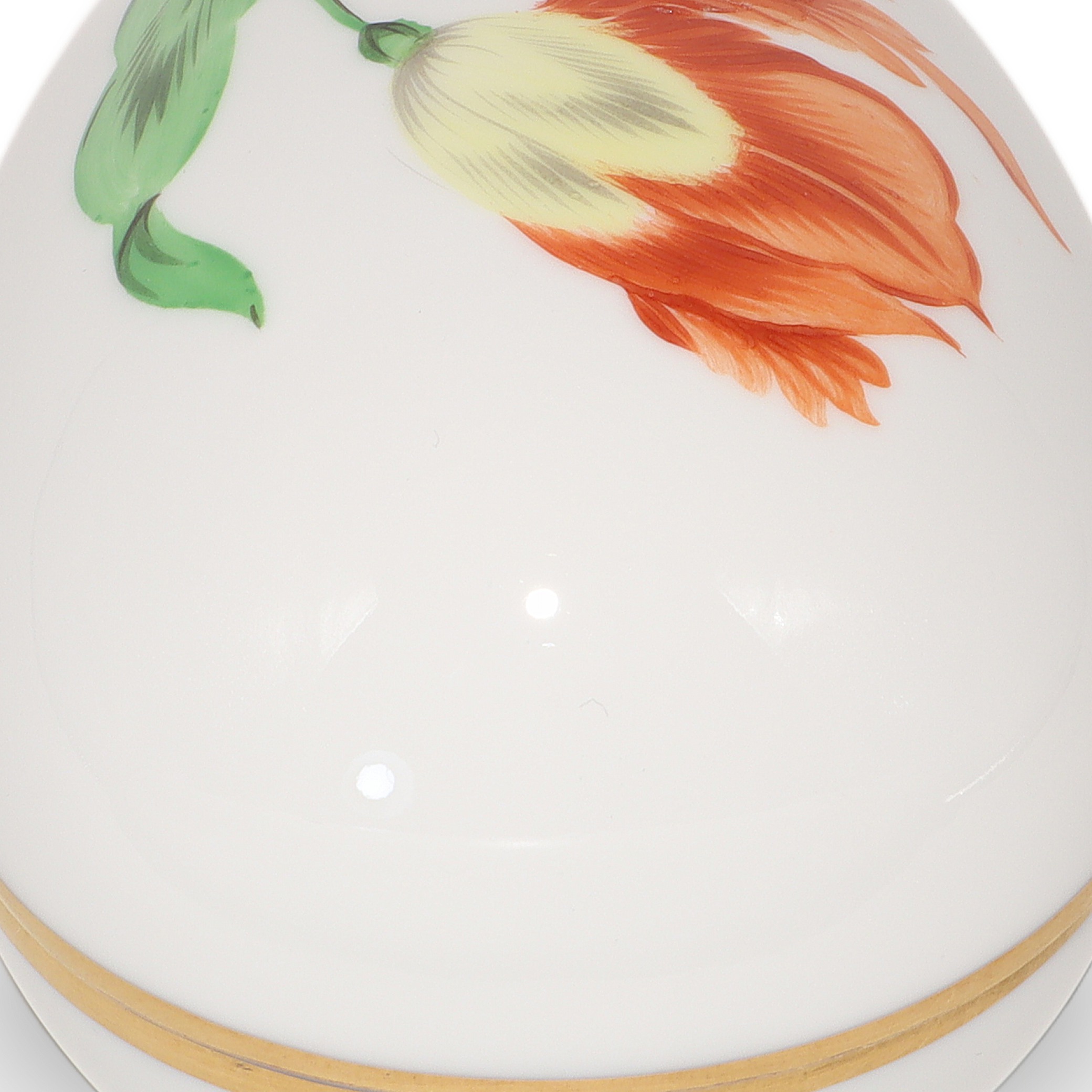 Herend Trinket Box Hand Painted Red Poppy Kitty Floral Pattern Gold Rim Detailed View Thumbnail for Herend Trinket Box - Red Poppy Kitty Floral Pattern - Hand Painted With Gold Rim