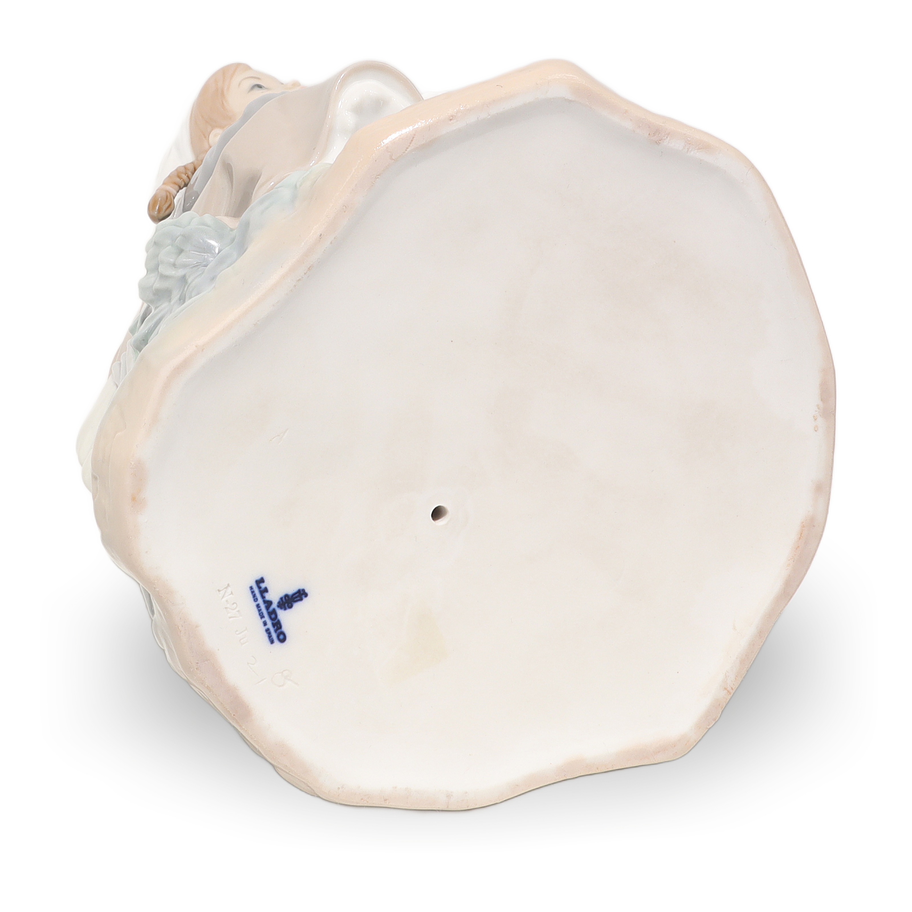 Lladro Porcelain Reflective Girl With Doll 1211 Figurine Base Detailed View Thumbnail for Lladro Porcelain Figurine Reflective Girl With Doll 1211 - Vintage Spain - Retired Collectible - Hand Painted - Home Decor