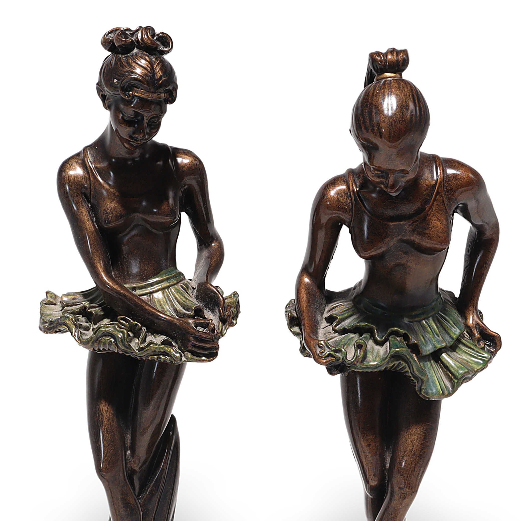 Art Deco Ballerina Statue Figurines Detailed View Thumbnail for Art Deco Ballerina Statue Figurines - Polyresin Bronze Finish On Marble Base