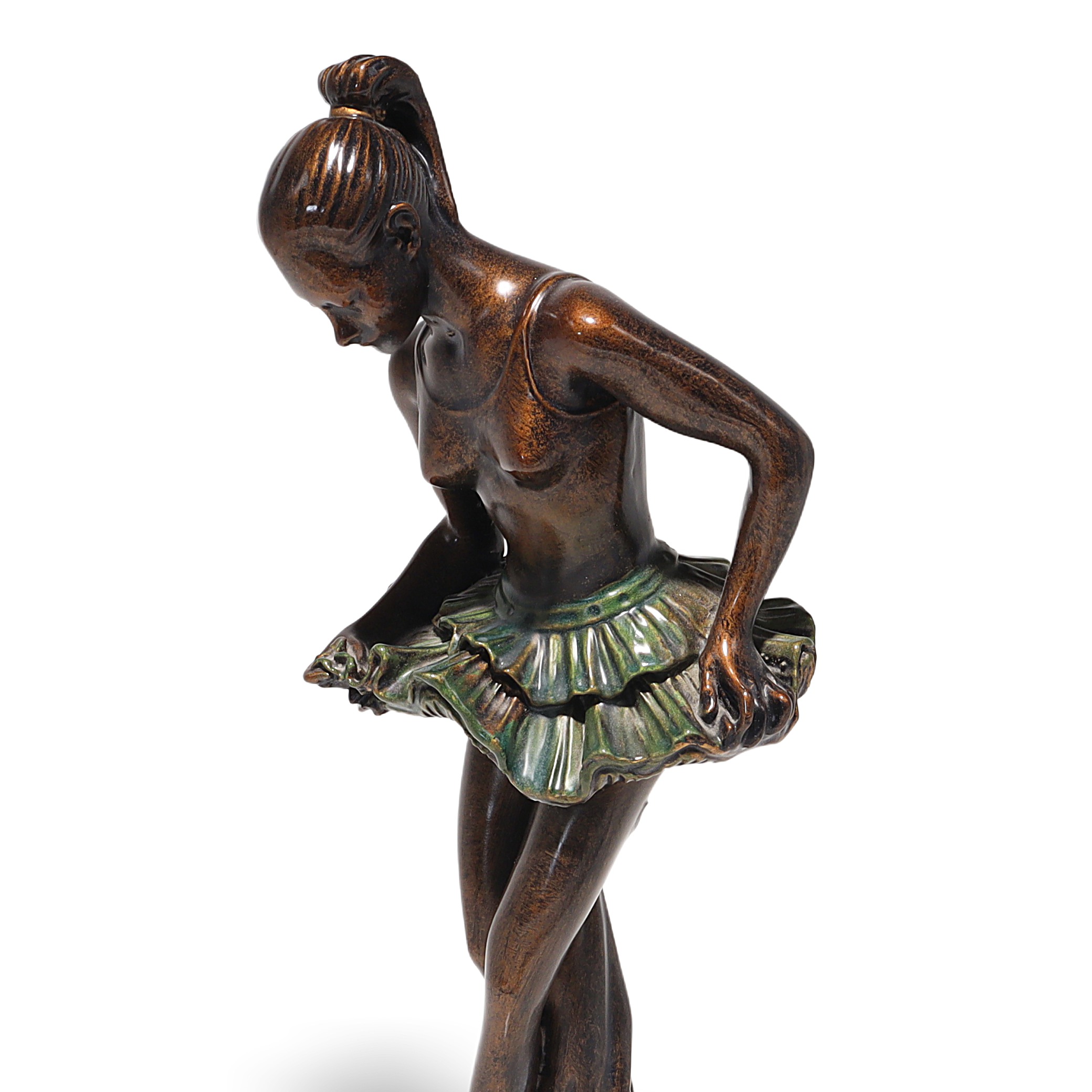Art Deco Ballerina Statue Figurine Detailed View Thumbnail for Art Deco Ballerina Statue Figurines - Polyresin Bronze Finish On Marble Base