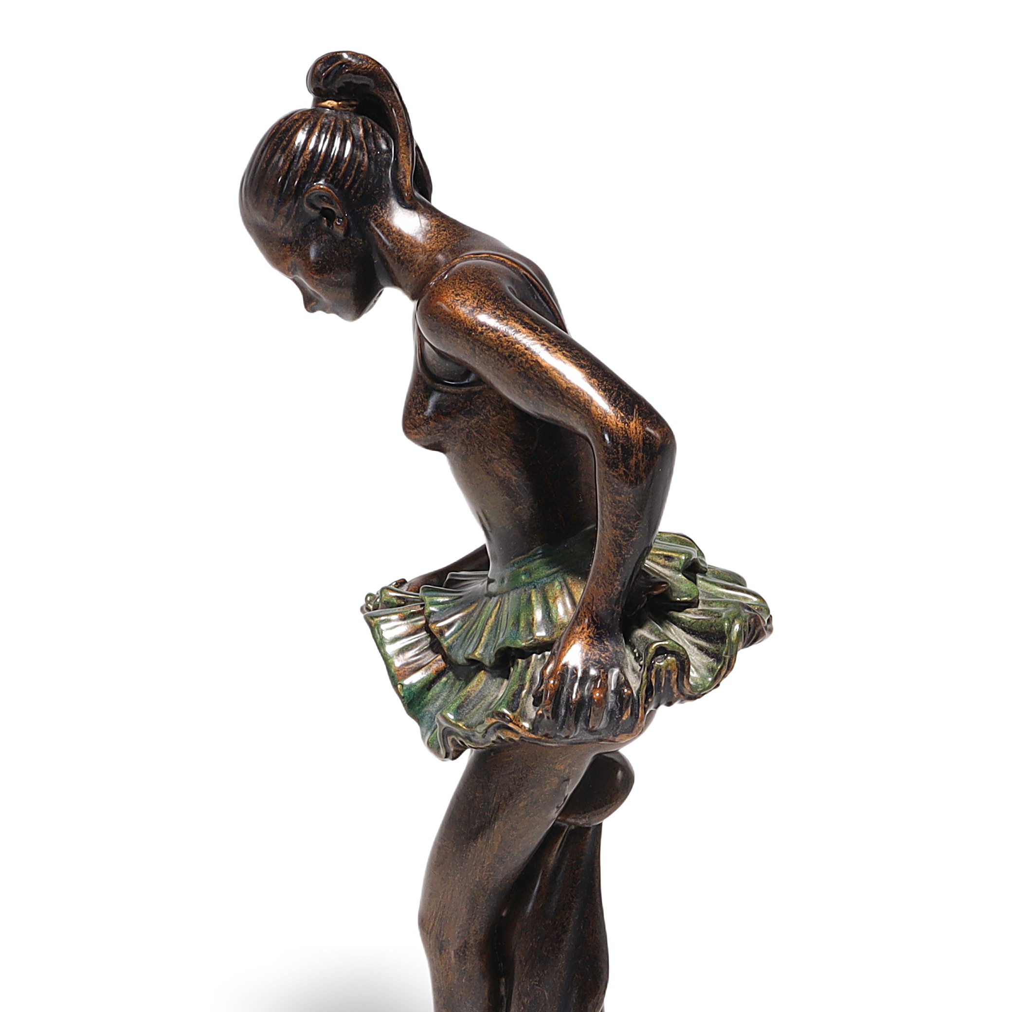 Art Deco Ballerina Statue Figurine Detailed View Thumbnail for Art Deco Ballerina Statue Figurines - Polyresin Bronze Finish On Marble Base
