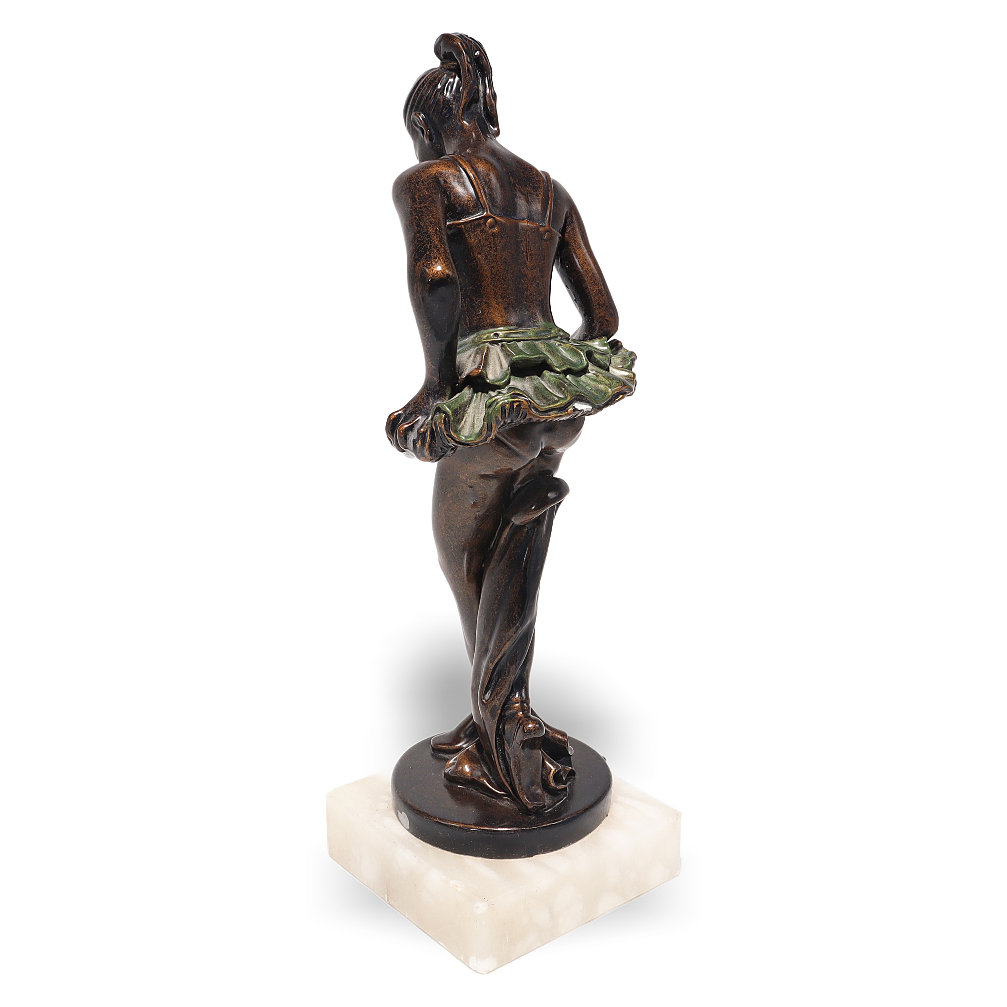 Art Deco Ballerina Statue Figurine on Marble Base Thumbnail for Art Deco Ballerina Statue Figurines - Polyresin Bronze Finish On Marble Base
