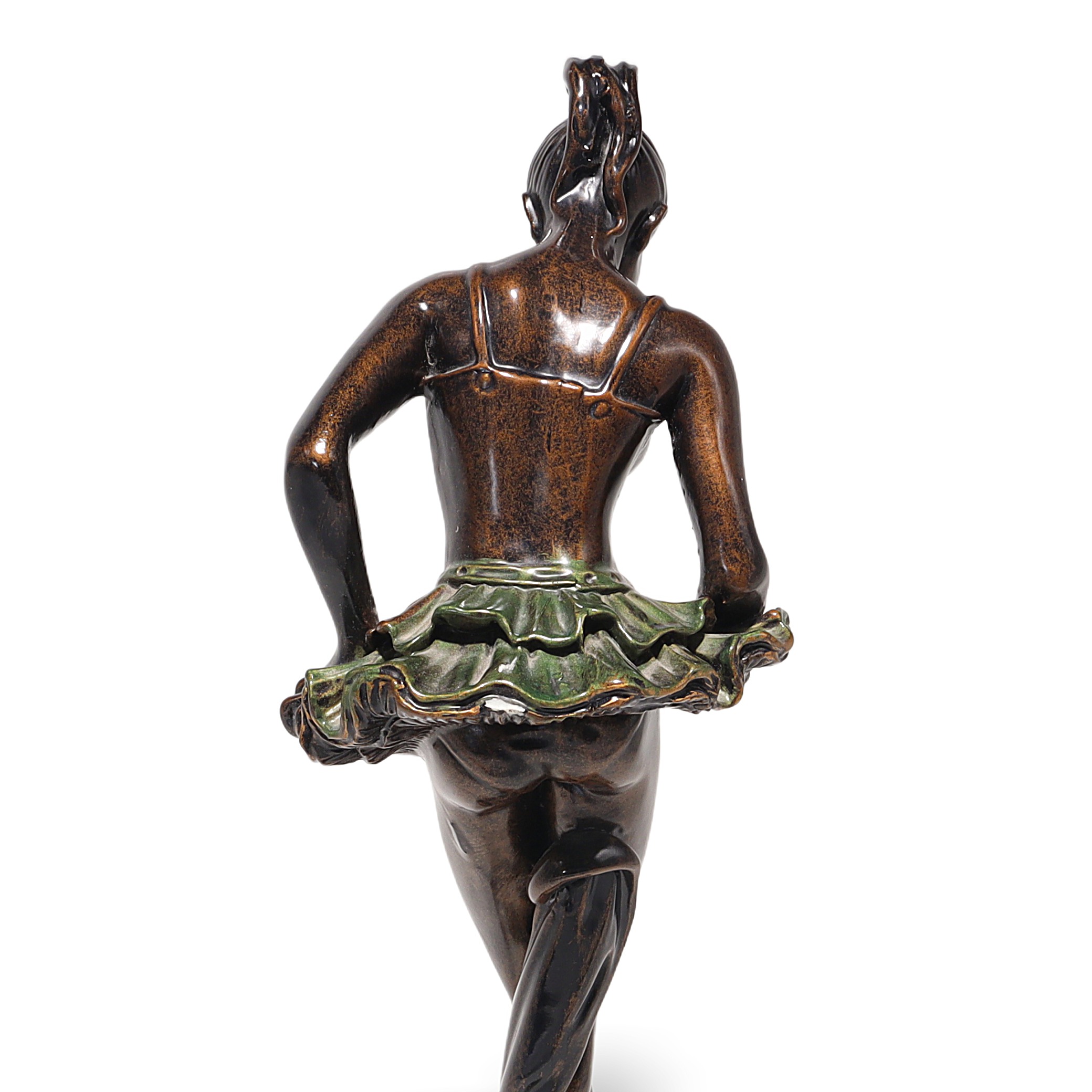 Art Deco Ballerina Statue Figurine Detailed Back View Thumbnail for Art Deco Ballerina Statue Figurines - Polyresin Bronze Finish On Marble Base