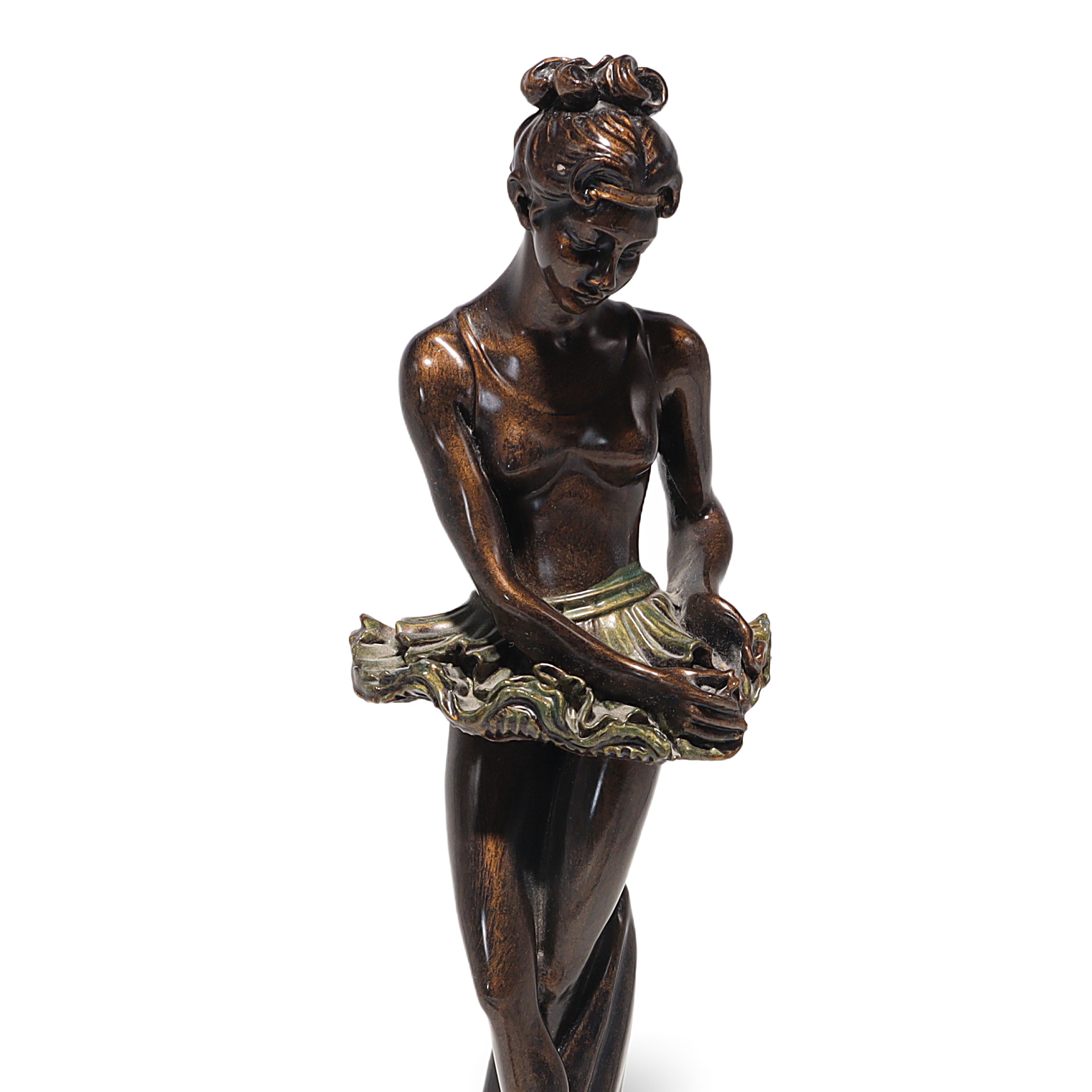 Art Deco Ballerina Statue Figurine Detailed View Thumbnail for Art Deco Ballerina Statue Figurines - Polyresin Bronze Finish On Marble Base