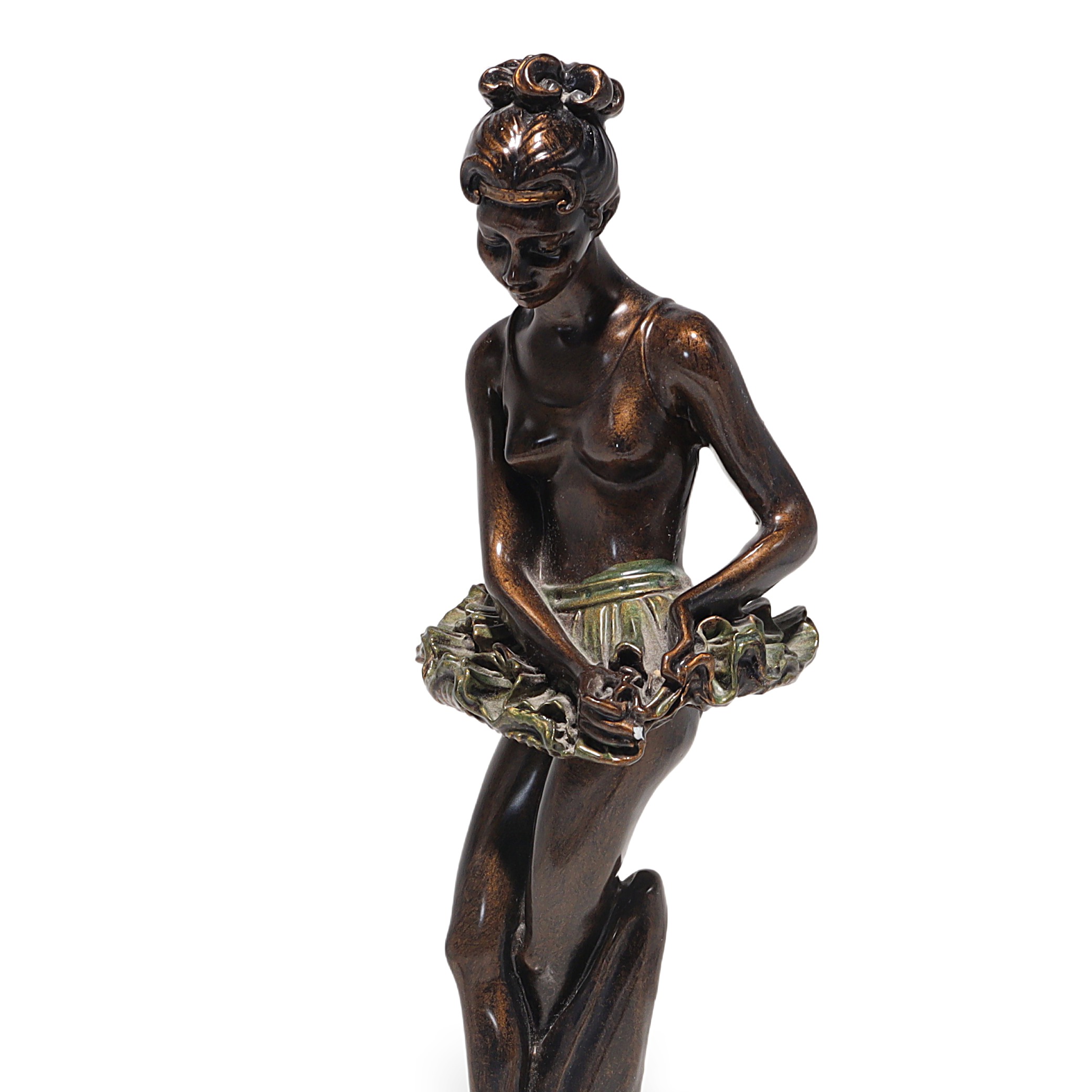 Art Deco Ballerina Statue Figurine Detailed View Thumbnail for Art Deco Ballerina Statue Figurines - Polyresin Bronze Finish On Marble Base