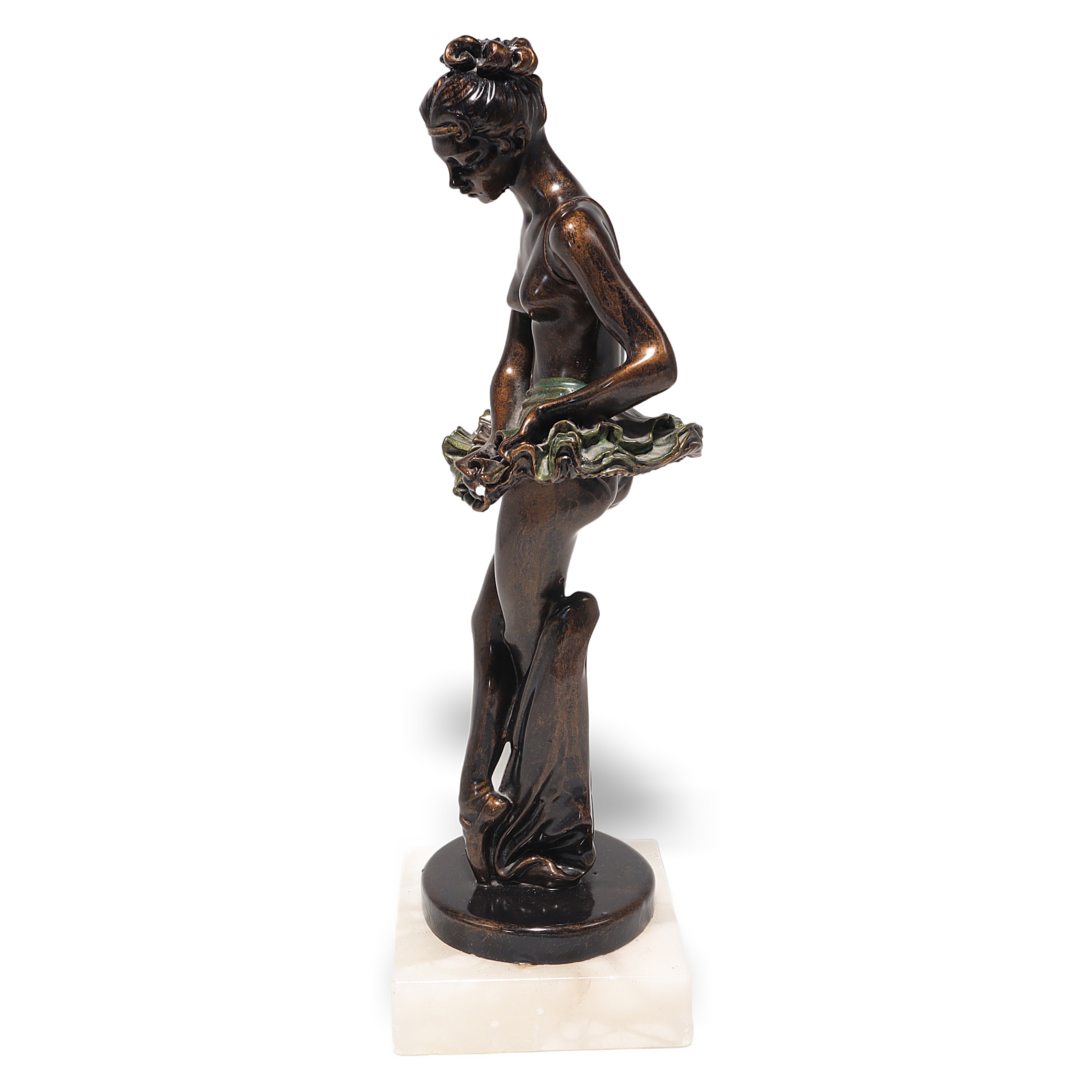 Art Deco Ballerina Statue Figurine on Marble Base Thumbnail for Art Deco Ballerina Statue Figurines - Polyresin Bronze Finish On Marble Base