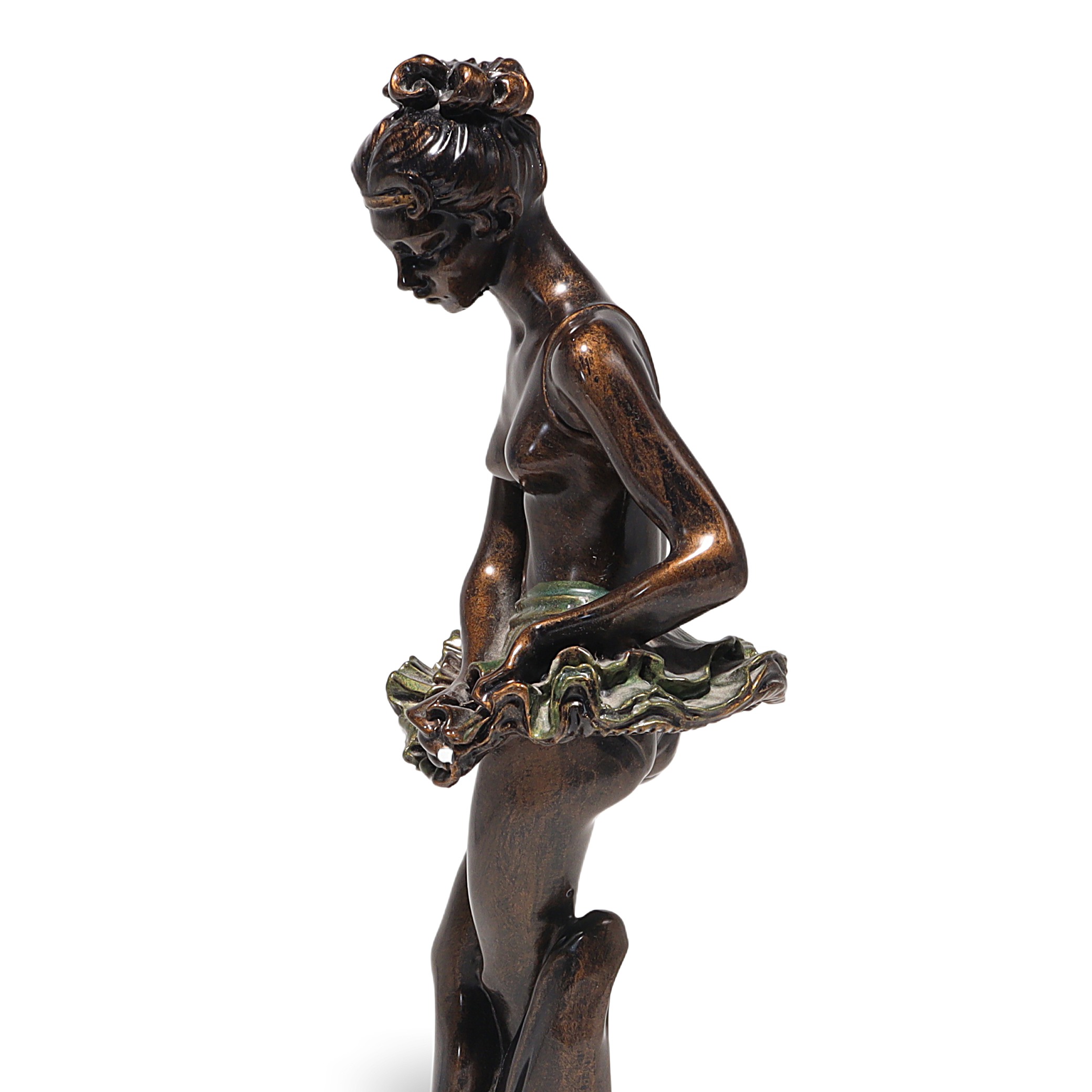 Art Deco Ballerina Statue Figurine Detailed Side View Thumbnail for Art Deco Ballerina Statue Figurines - Polyresin Bronze Finish On Marble Base