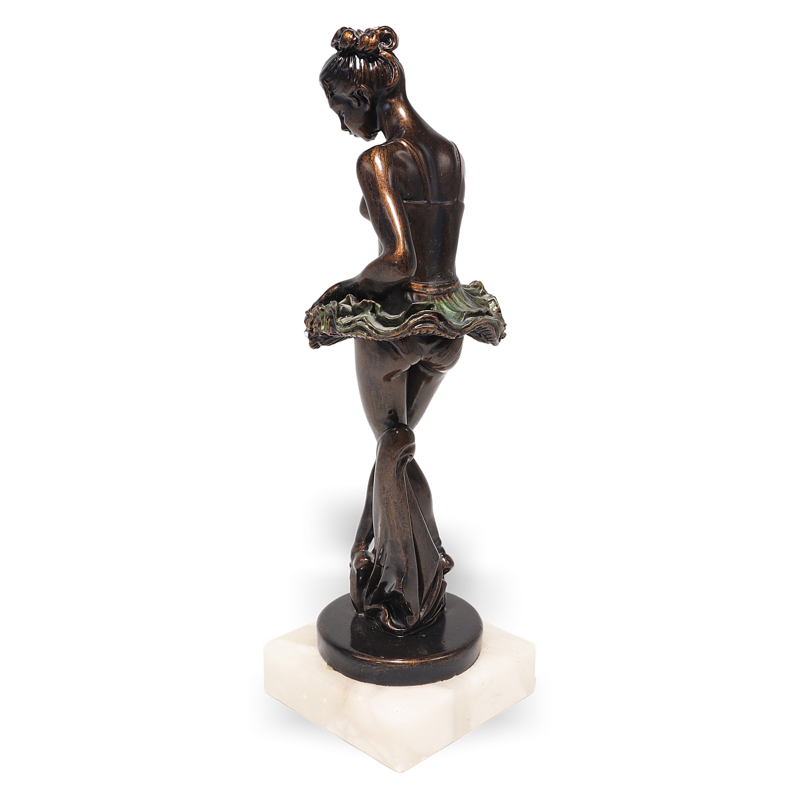 Art Deco Ballerina Statue Figurine on Marble Base Thumbnail for Art Deco Ballerina Statue Figurines - Polyresin Bronze Finish On Marble Base