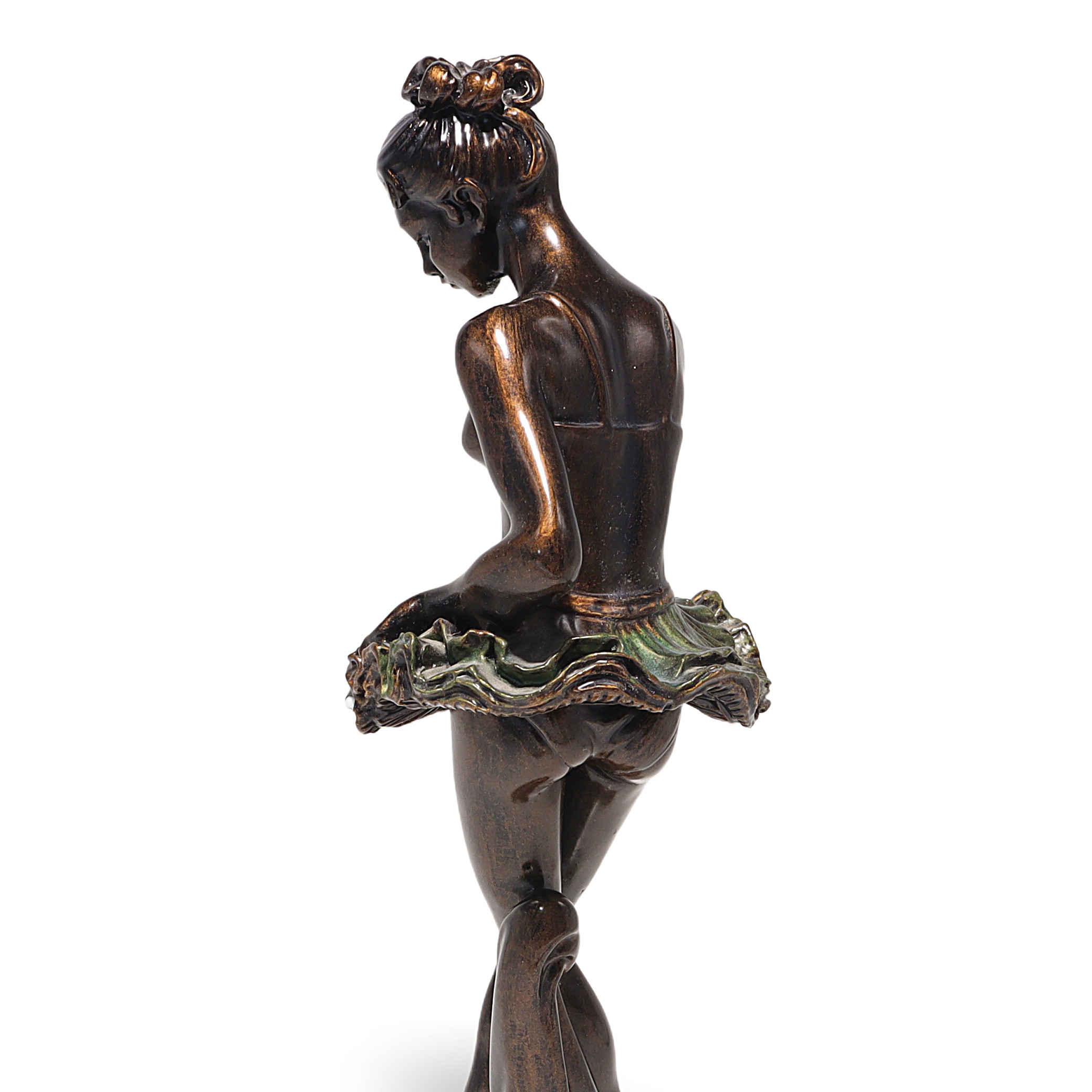 Art Deco Ballerina Statue Figurine Detailed View Thumbnail for Art Deco Ballerina Statue Figurines - Polyresin Bronze Finish On Marble Base