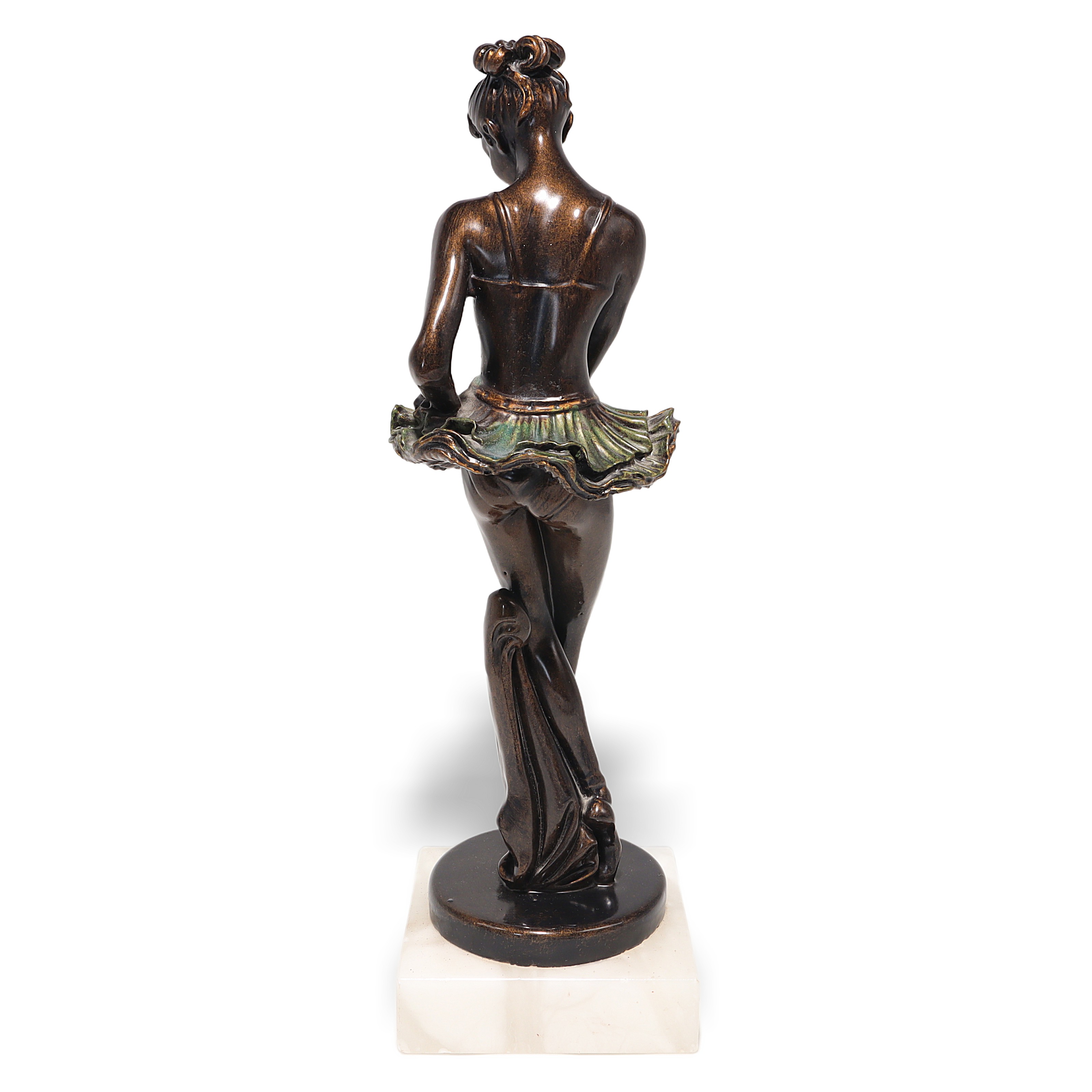 Art Deco Ballerina Statue Figurine on Marble Base Thumbnail for Art Deco Ballerina Statue Figurines - Polyresin Bronze Finish On Marble Base