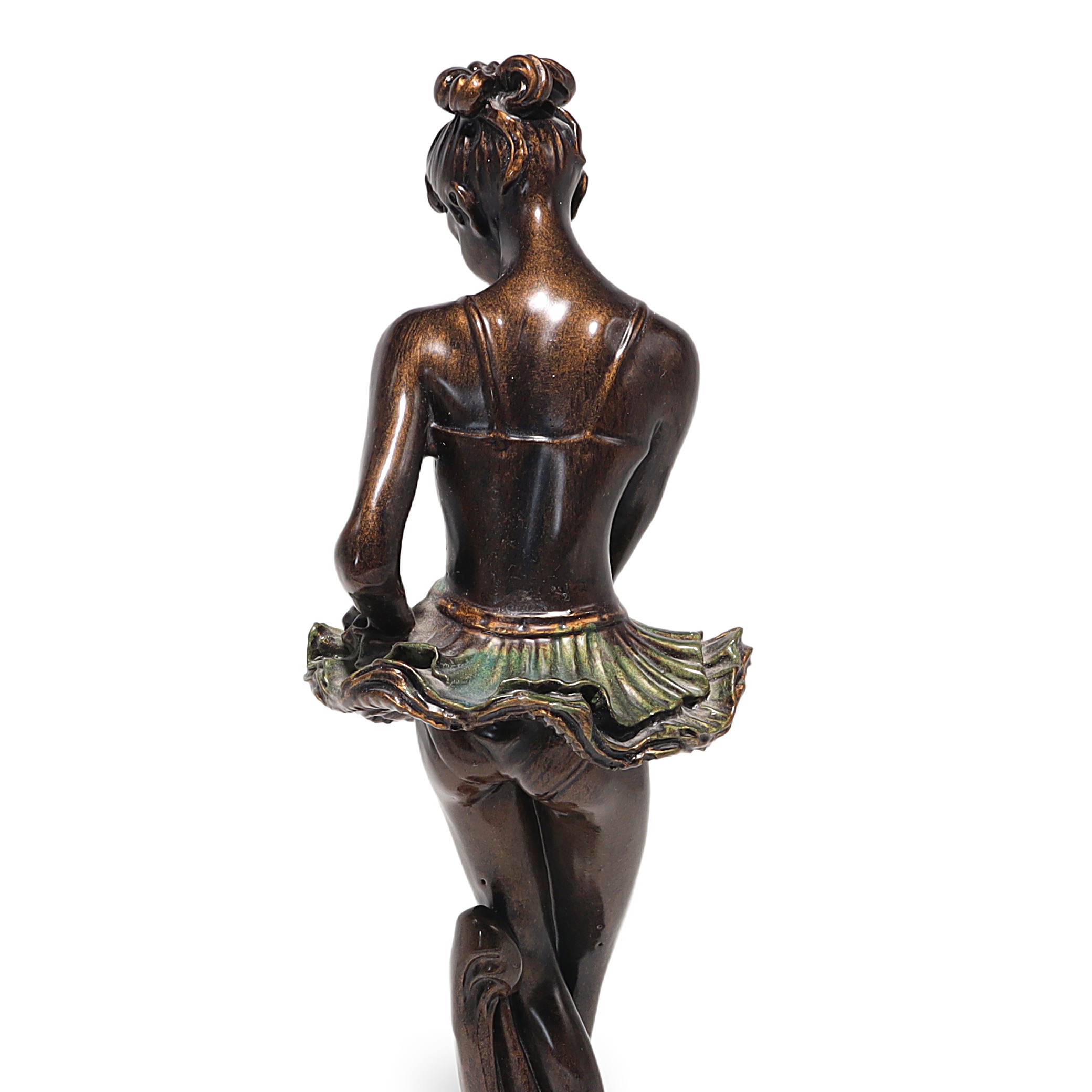 Art Deco Ballerina Statue Figurine Detailed Back View Thumbnail for Art Deco Ballerina Statue Figurines - Polyresin Bronze Finish On Marble Base