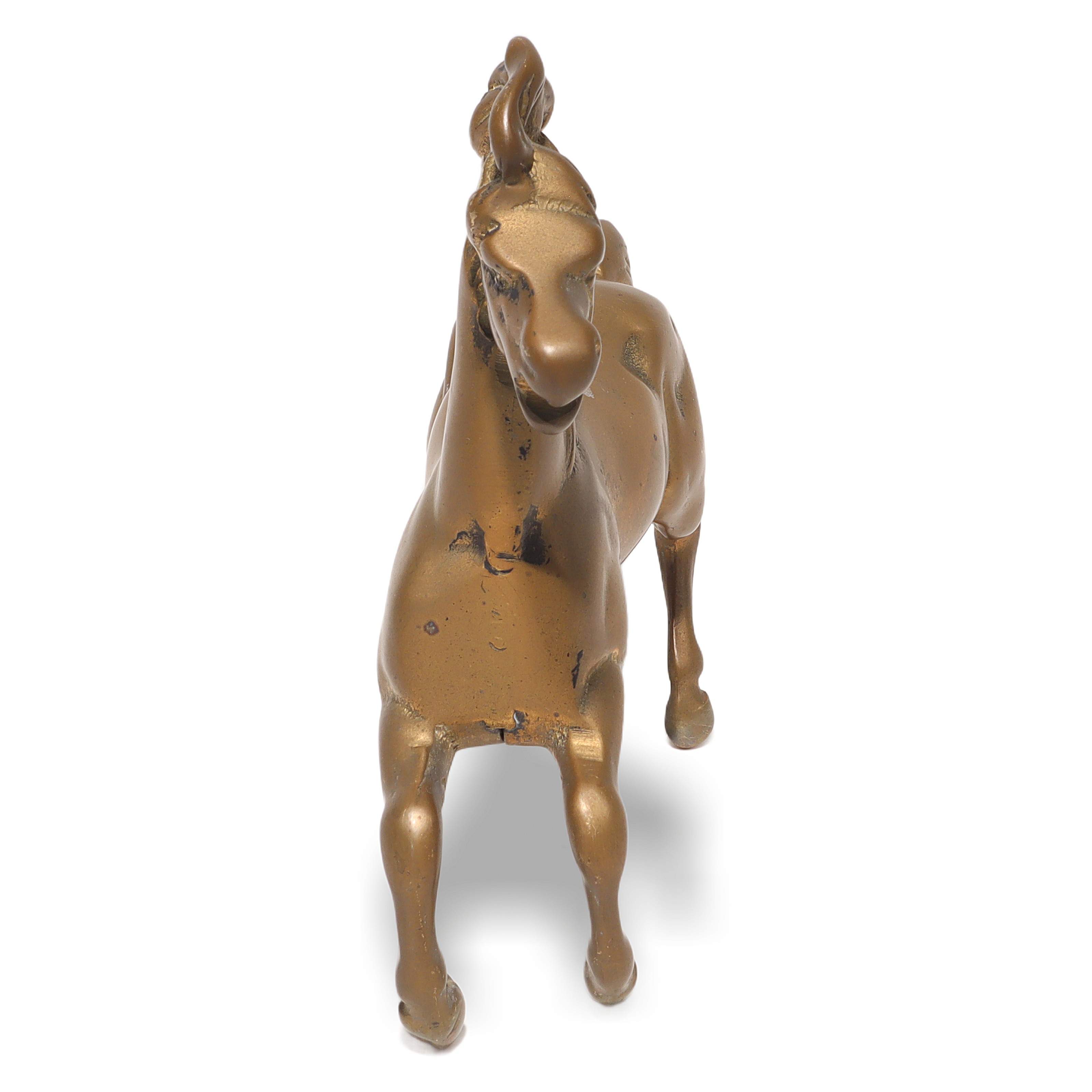 Vintage Brass Horse Figurine Detailed View Brass horse figurine close up, vintage decorative collectible, detailed front view