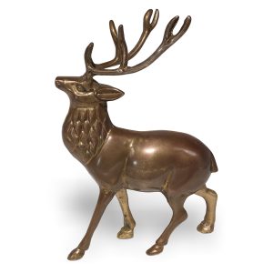 Brass stag figurine mid century modern deer sculpture vintage home decor