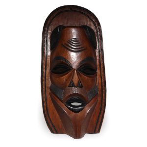 African tribal mask hand carved wooden decor, traditional African art wall hanging