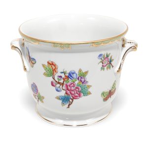 Herend porcelain cachepot large hand-painted floral butterfly pattern decorative planter